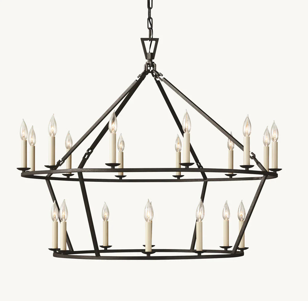 19TH C. ENGLISH OPENWORK TWO-TIER ROUND CHANDELIER 40"