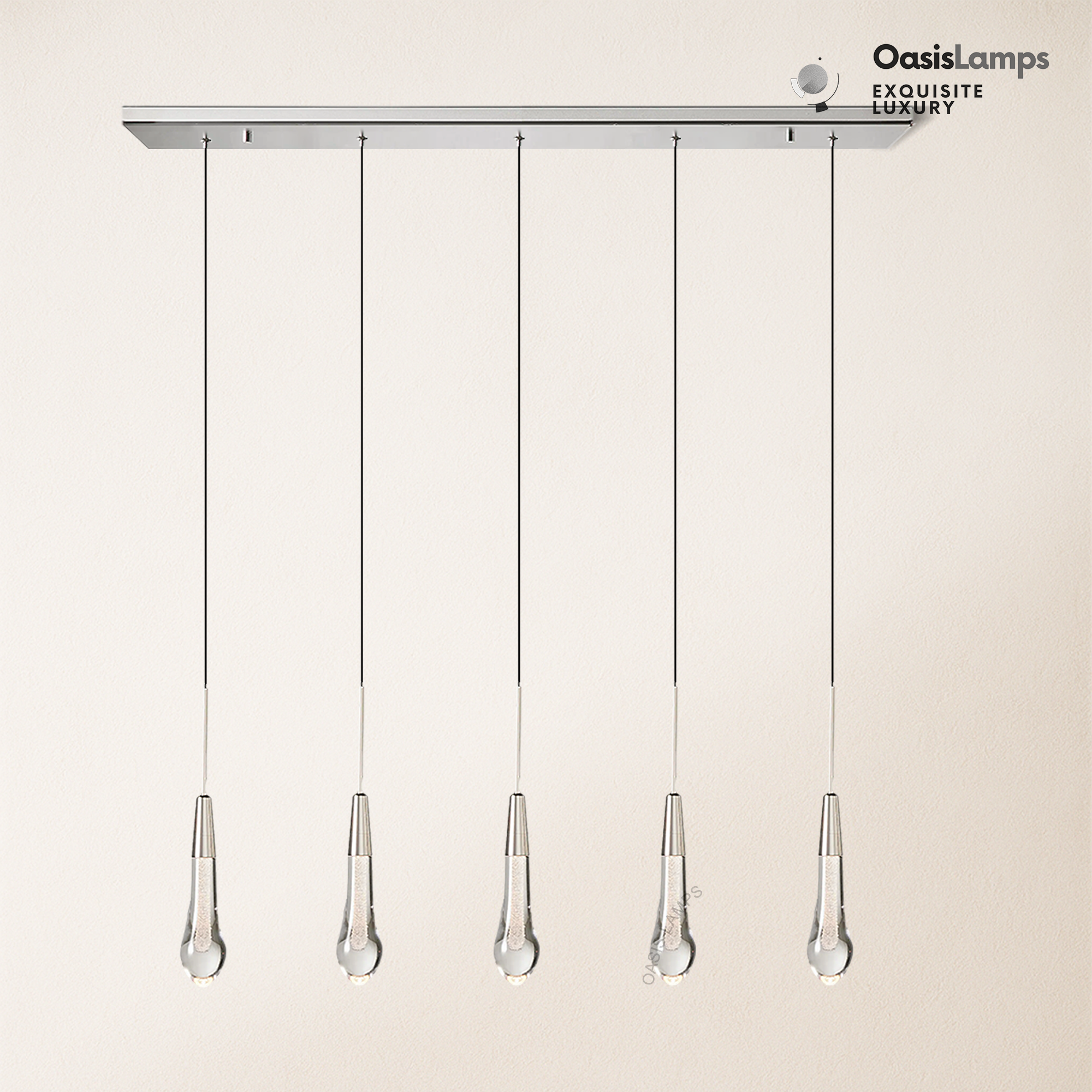 Elara Solitaires Linear Crystal Chandelier 22'' 35''W#color_nickel,size_35"-5 lights