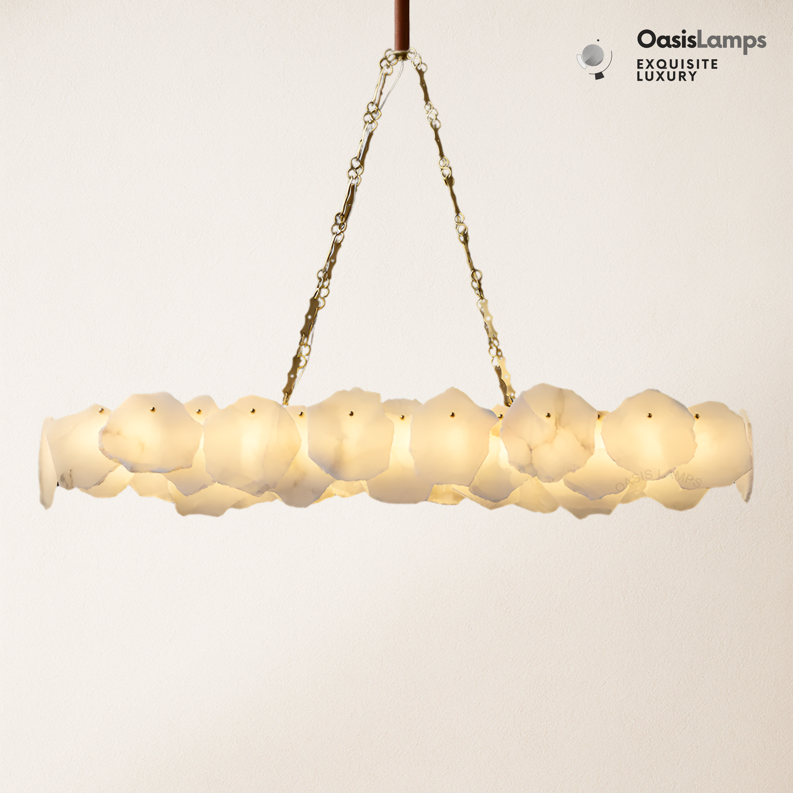 Moira Alabaster Marble Modern Snowflake Linear Chandelier with Chain
#Size_L47.3"(120CM)，Color_Brass