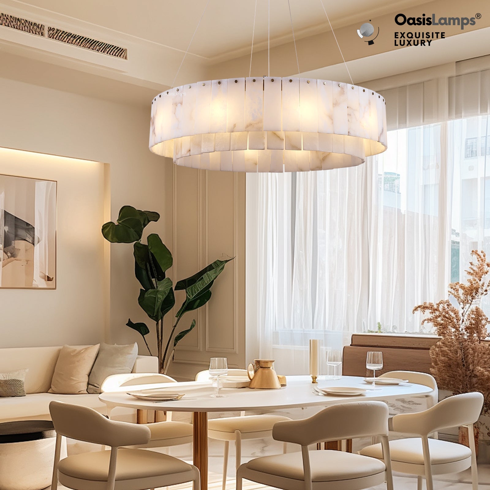 Sawyer Alabaster Round Chandelier 31.5''