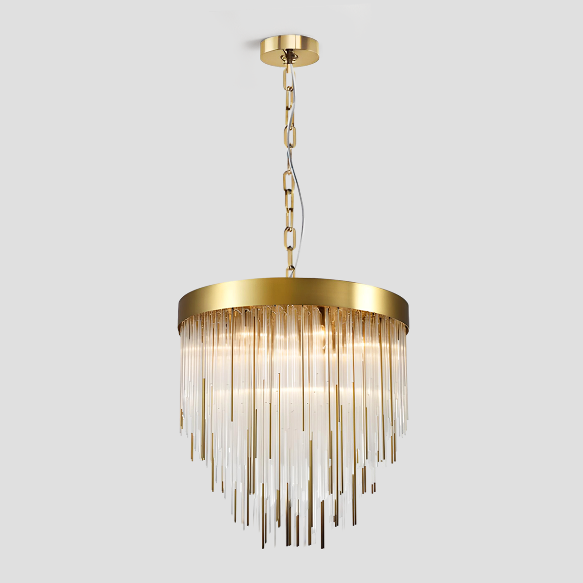 Waterfall Aged Brass Chandelier Ceiling Light 30"