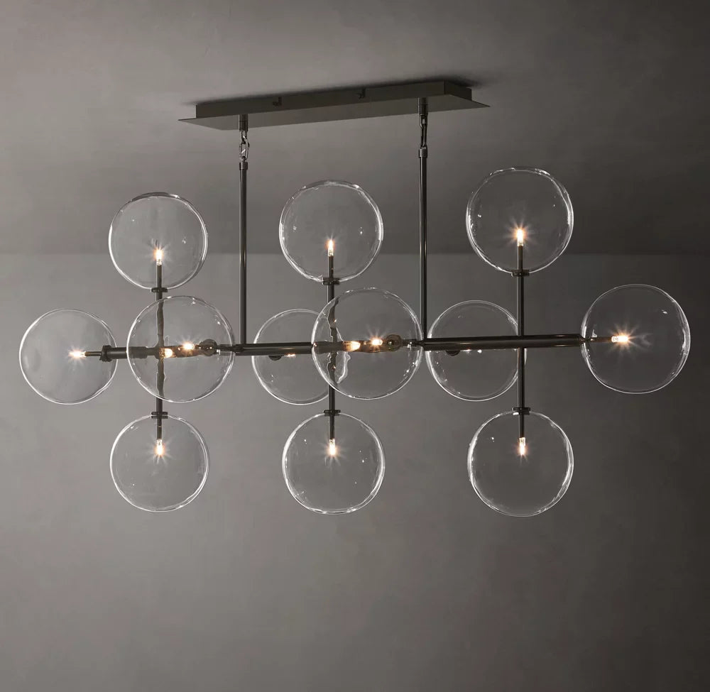 Glass Globe Mobile Linear Chandelier 58′′ 12-Lights