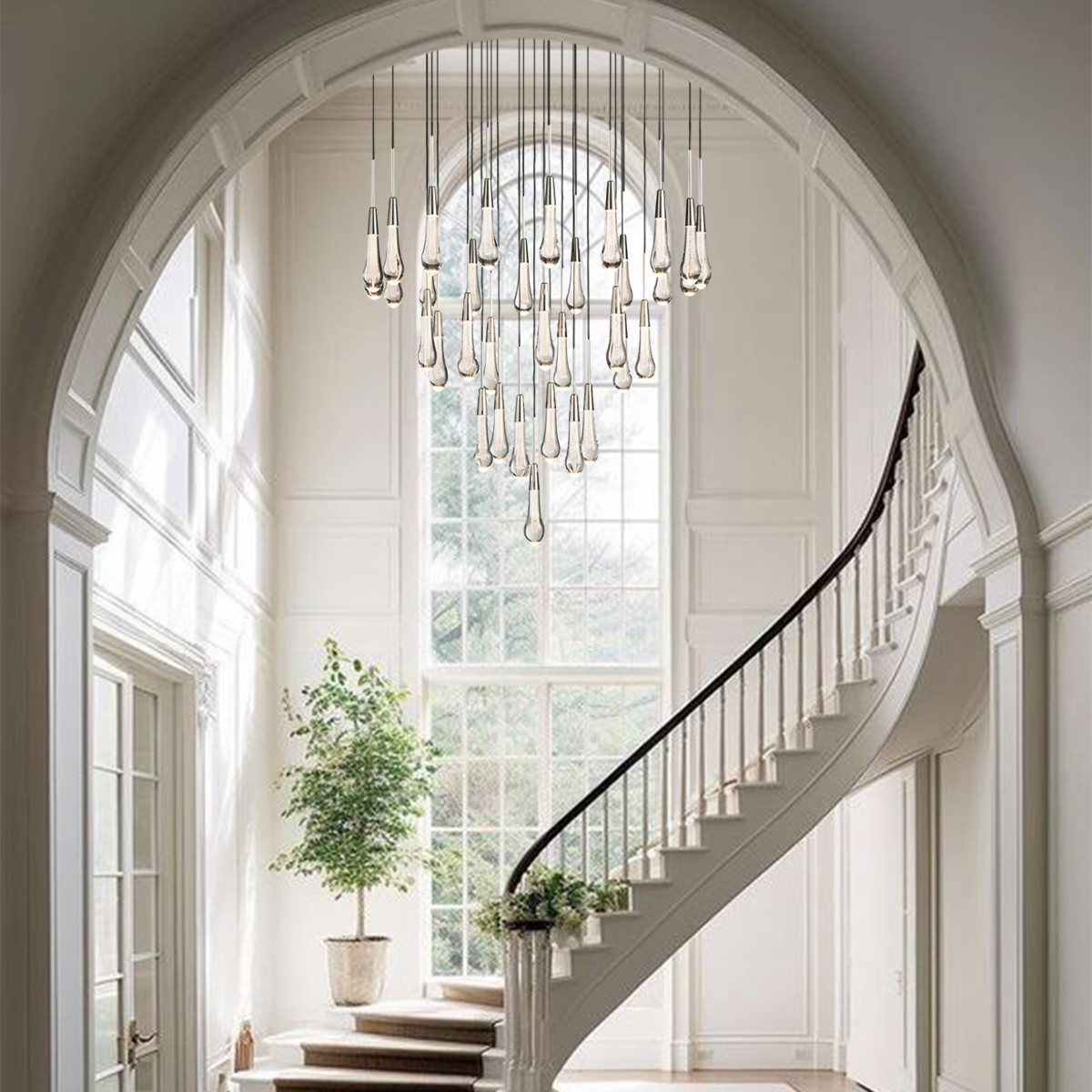 Elara Solitaires Round Crystal Chandelier 17'' 24'' 36'' 40'' 58''D#color_nickel,size_36"-34 lights