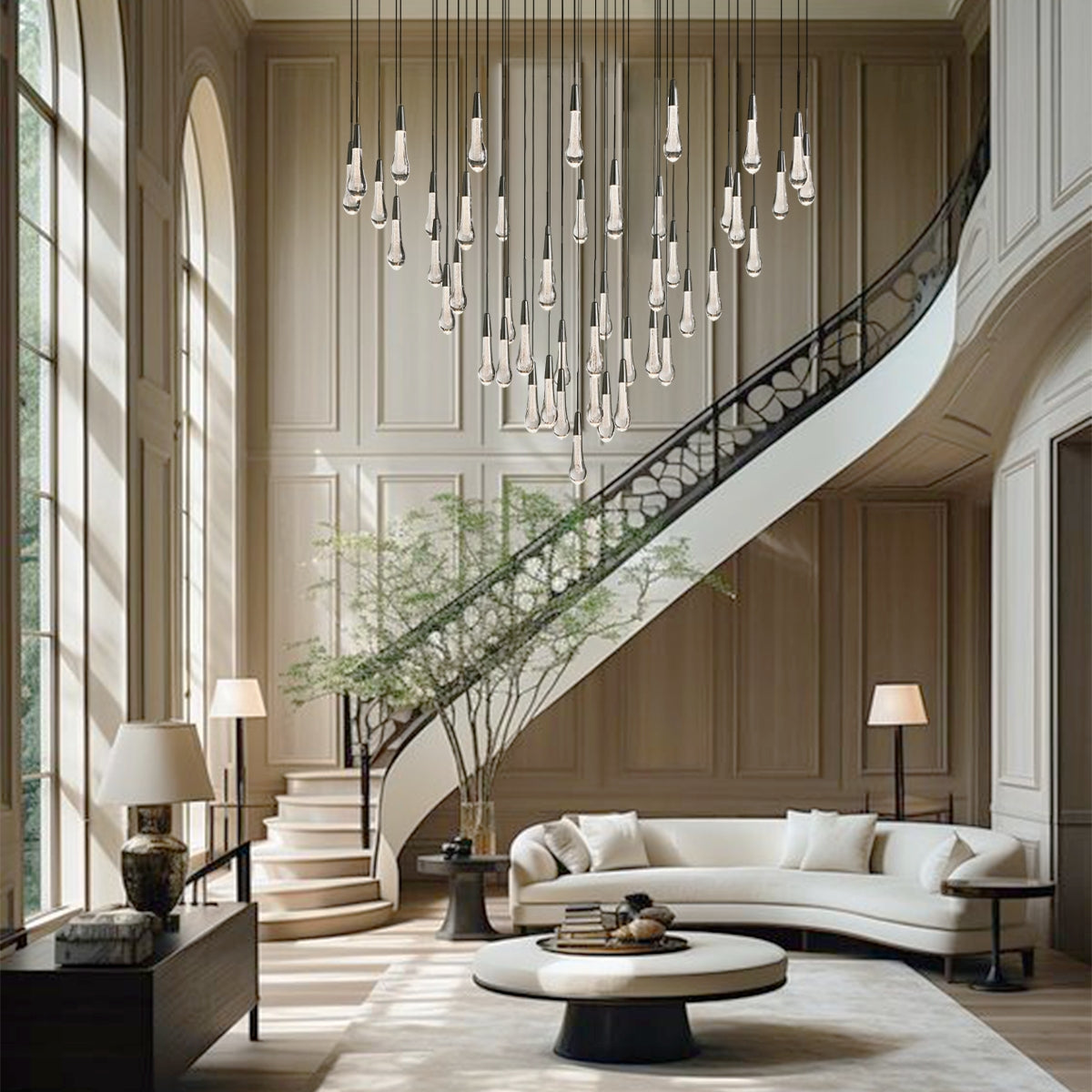 Elara Solitaires Round Crystal Chandelier 17'' 24'' 36'' 40'' 58''D#color_bronze,size_58"-47 lights