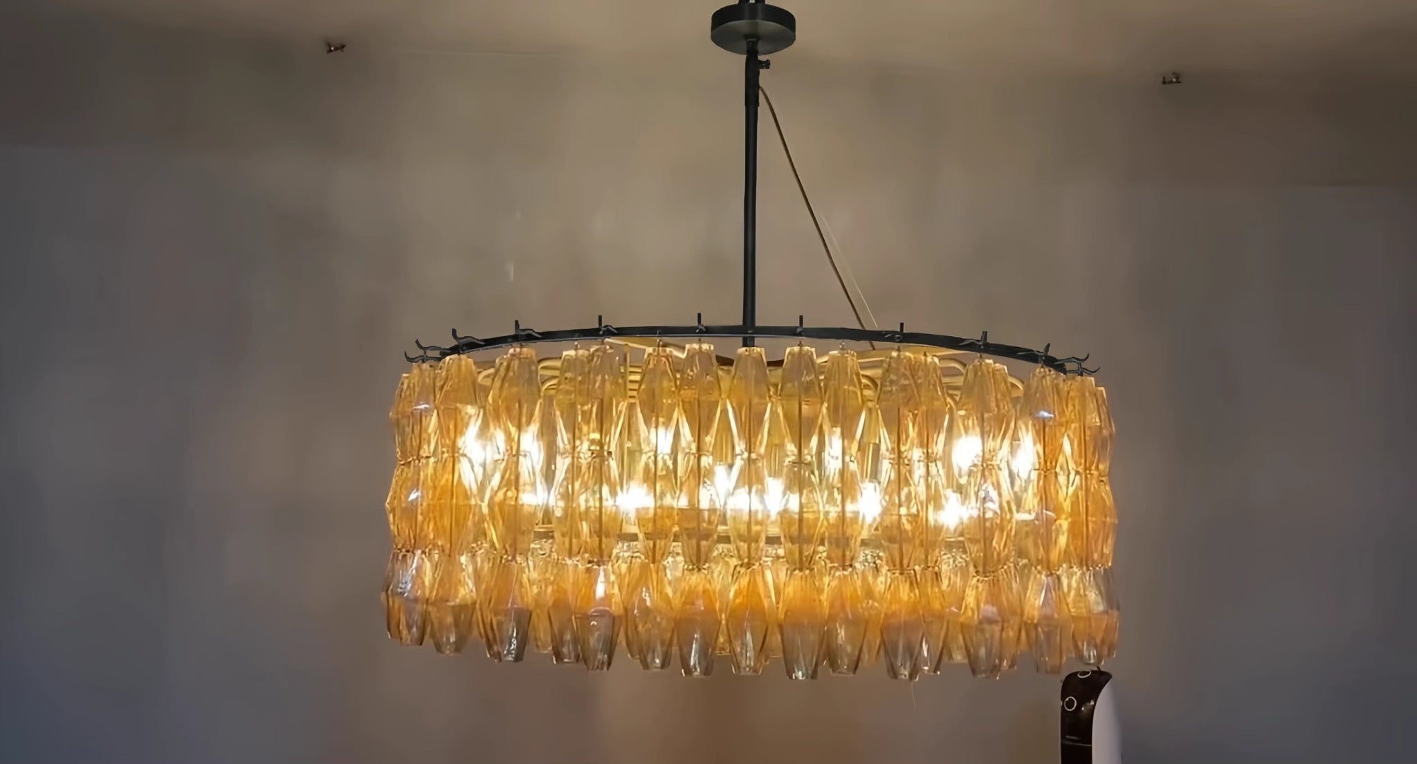 Chara Smoke Glass Round Chandelier 37"