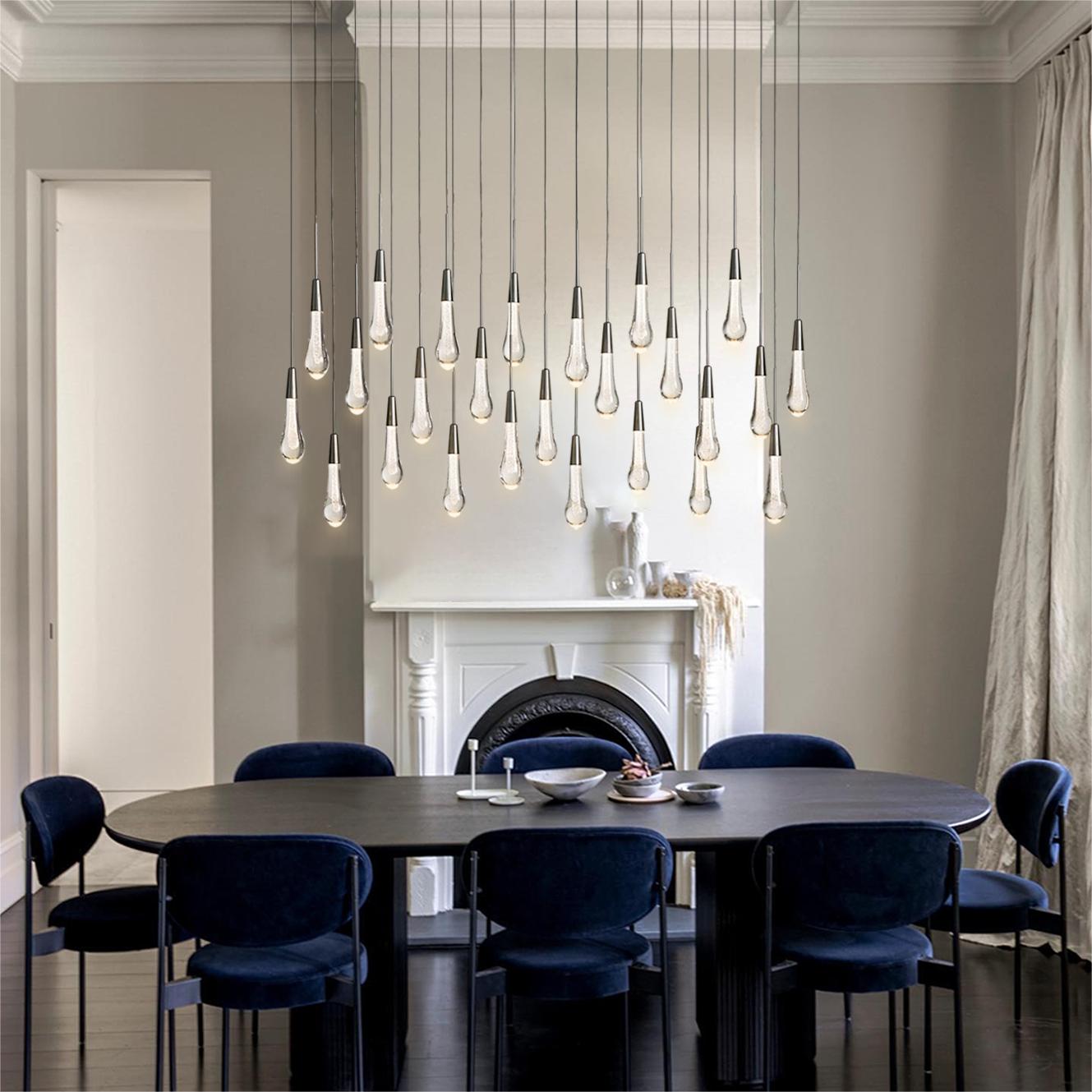 Elara Solitaires Linear Crystal Chandelier 37'' 50'' 70'' 87" 120"W#color_bronze,size_50"-25 lights