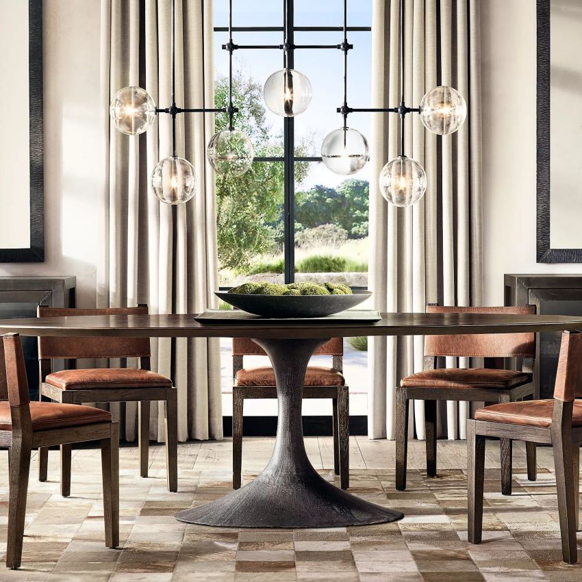 Globe Glass Modern Linear Chandelier  59"W