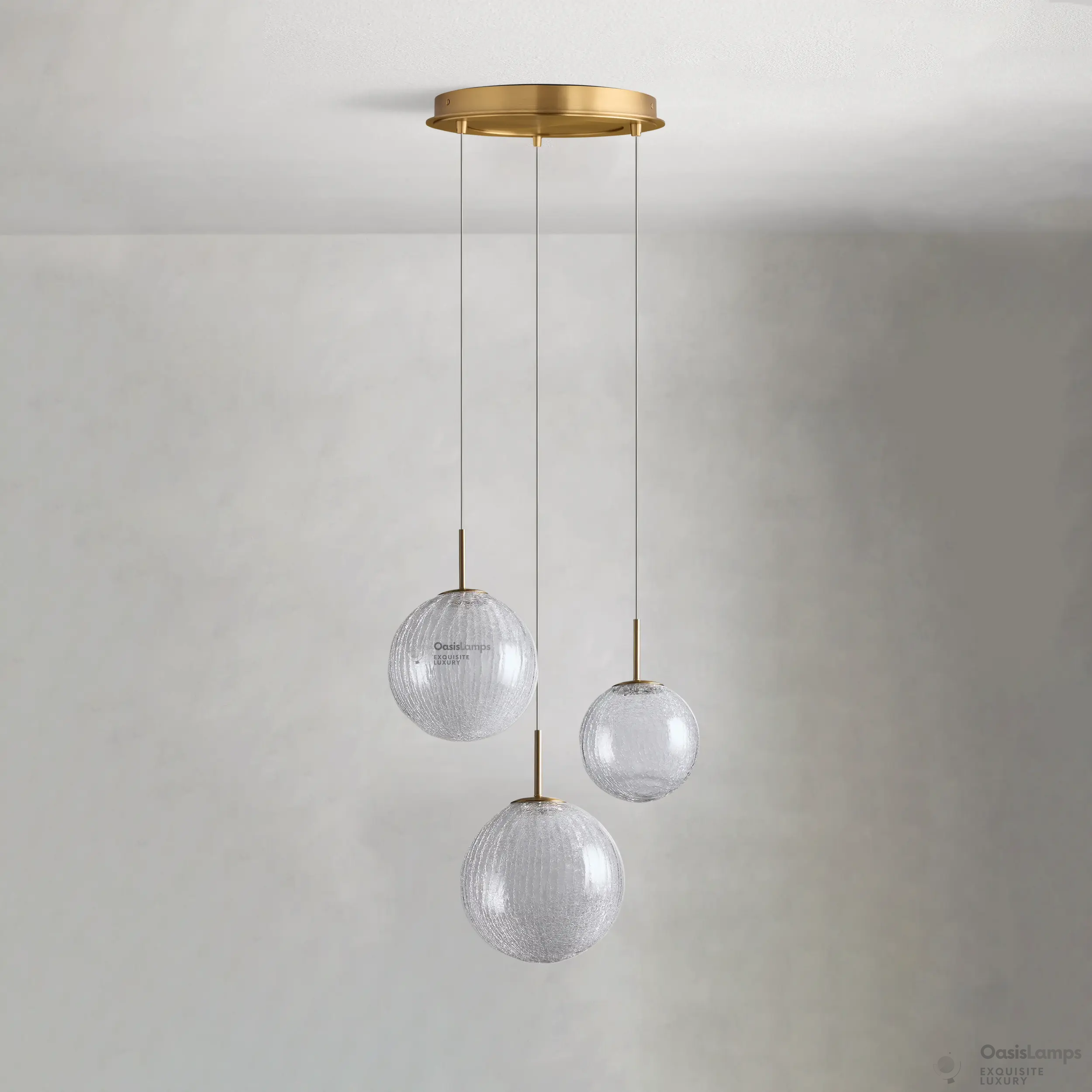 Casen Ablown Crackle Glass Globe Round Chandelier 20" 28" 34" 43"D