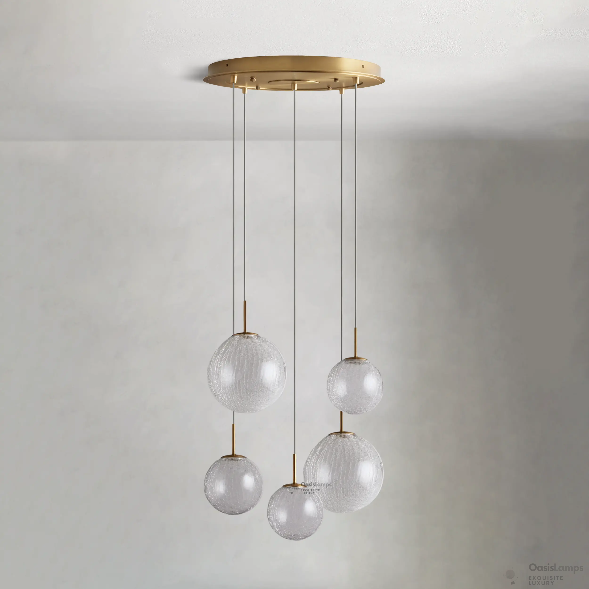 Casen Ablown Crackle Glass Globe Round Chandelier 20" 28" 34" 43"D