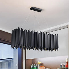 Natasha Modern Classic Black Rectangle Long Chandelier W 32"/40"
