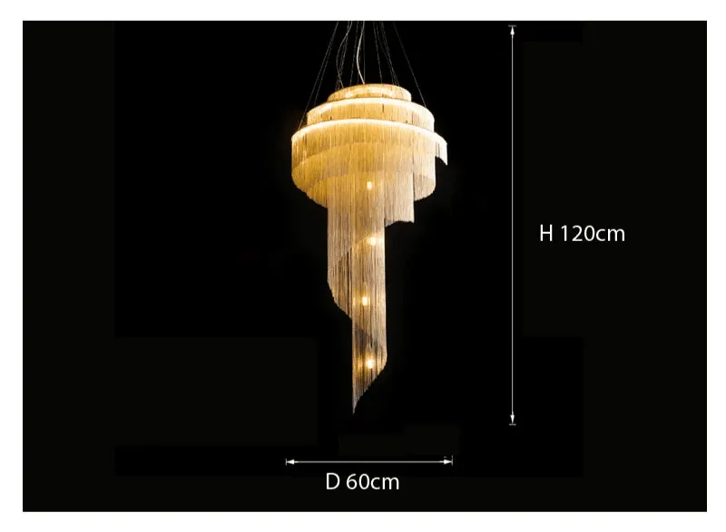 Alisa Luxury Aluminum Chain Tassel Ring Multilayer Chandelier 47'' 59'' 67''H