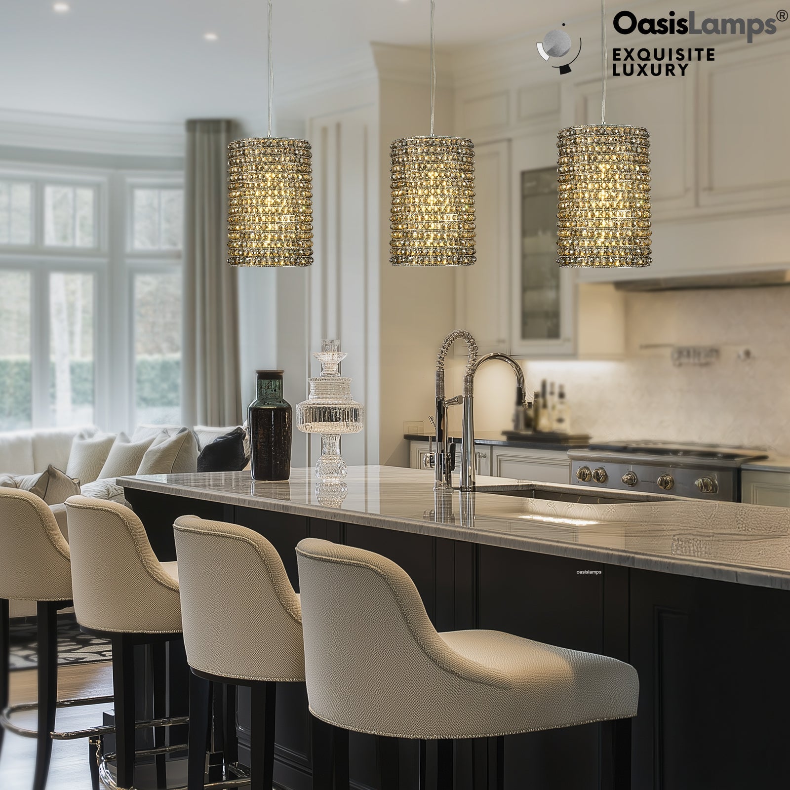 Stellar Beads Pendant Lights Smoke Clear 12"#Color_Gray