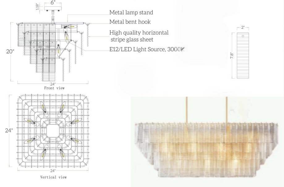 Sirens Glass Square Flushmount