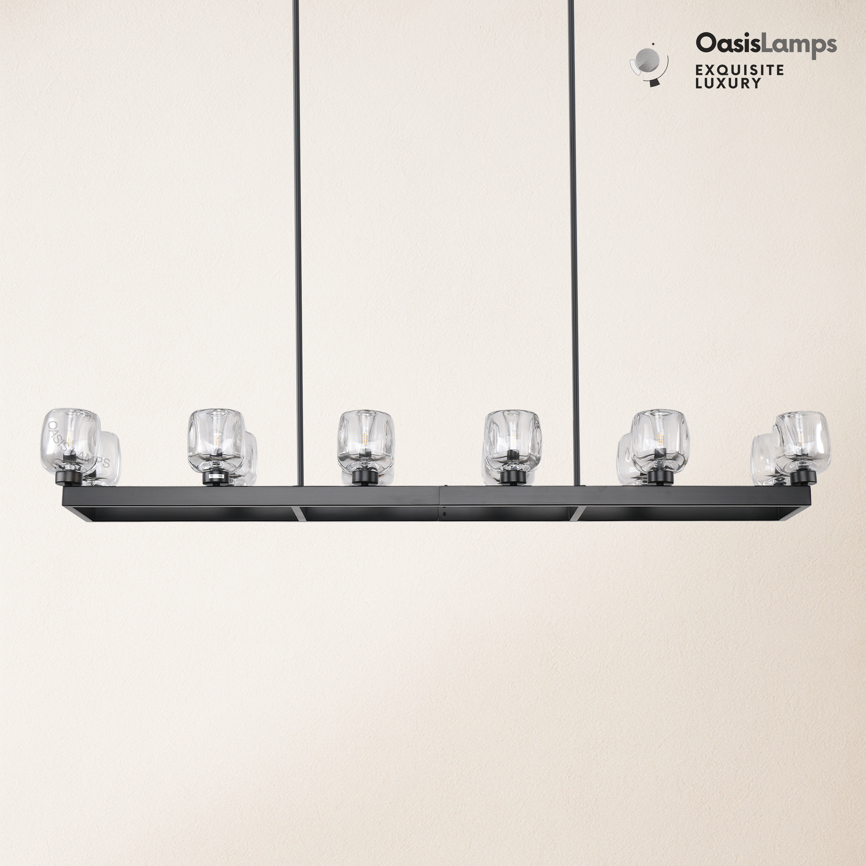 Vellum Rectangular Chandelier 59" 68"L#color_Black,size_59"-Rectangular