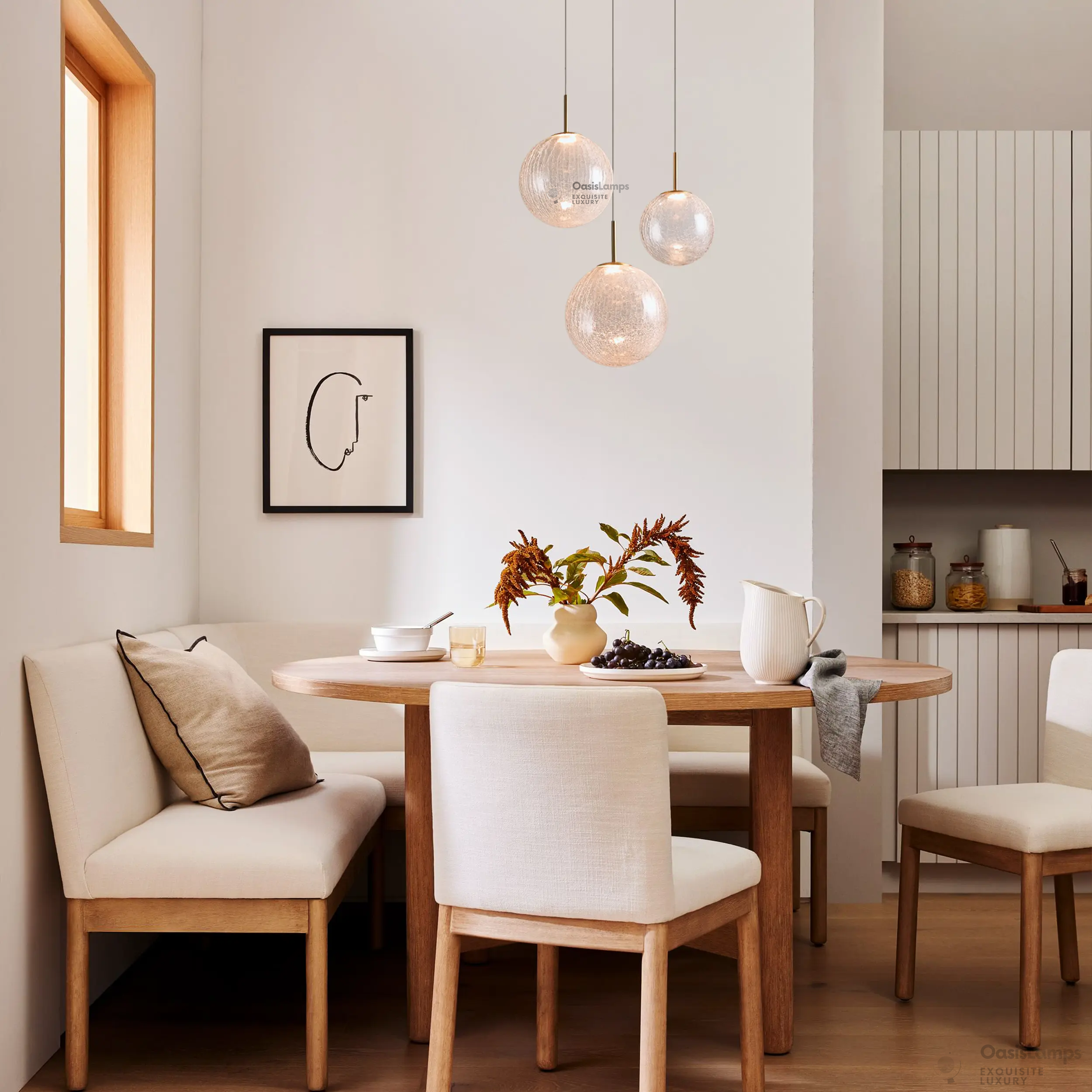 Casen Ablown Crackle Glass Globe Round Chandelier 20" 28" 34" 43"D