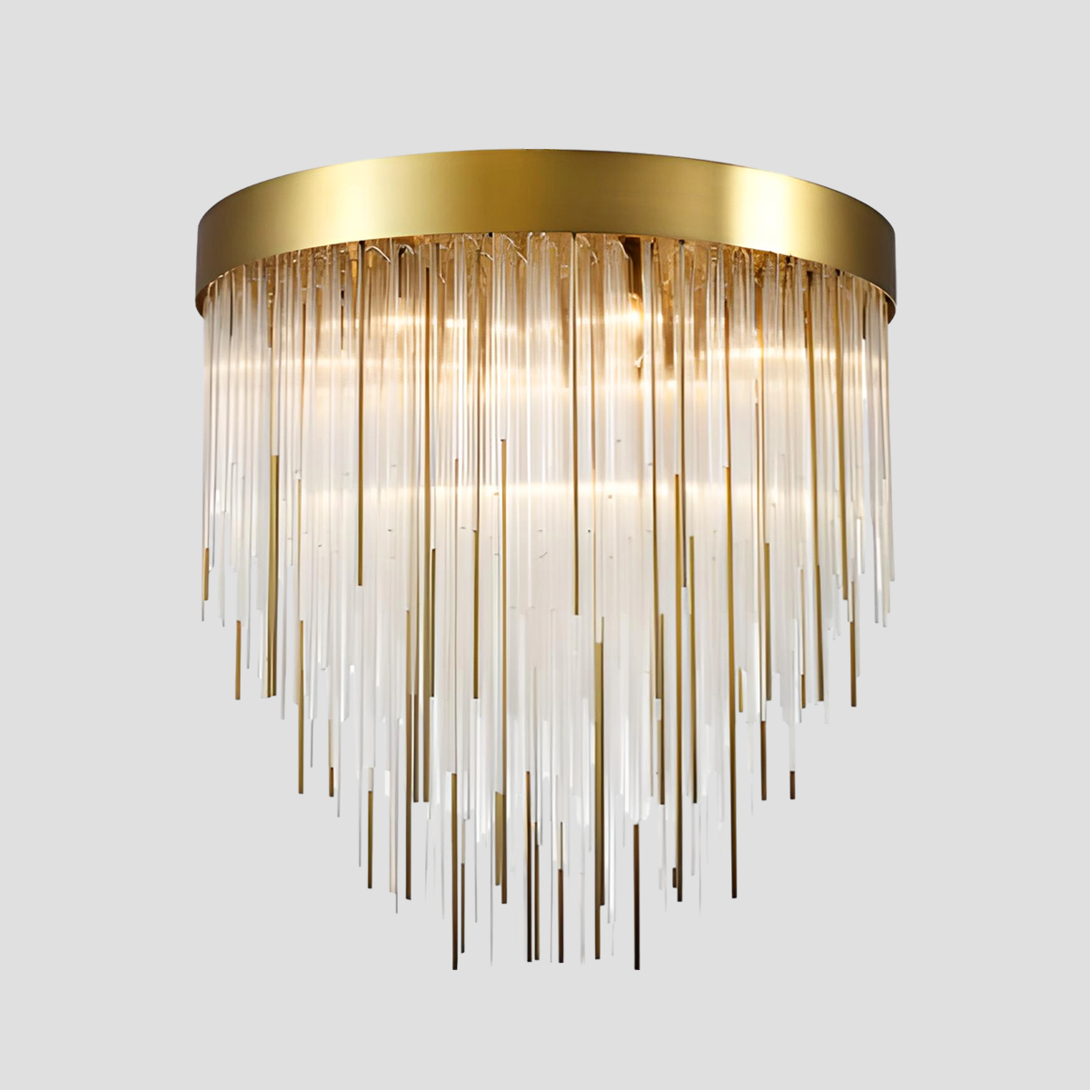 Waterfall Aged Brass Chandelier Ceiling Light 30"