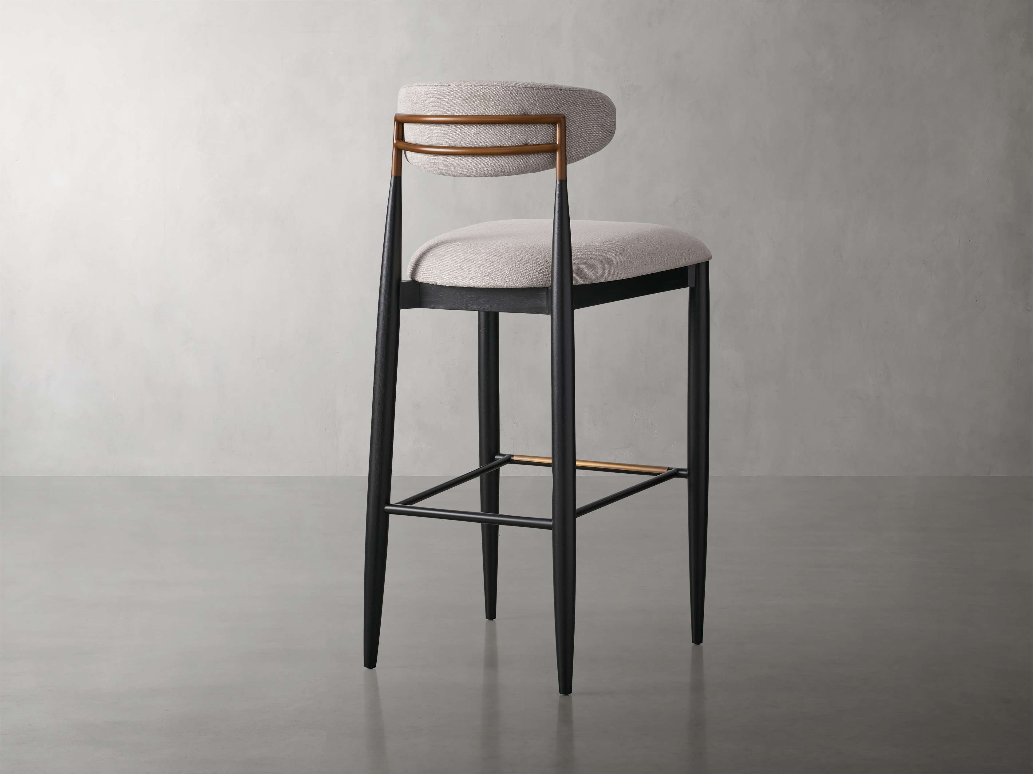 Jagger Armless Stool in Black with Antique Brass