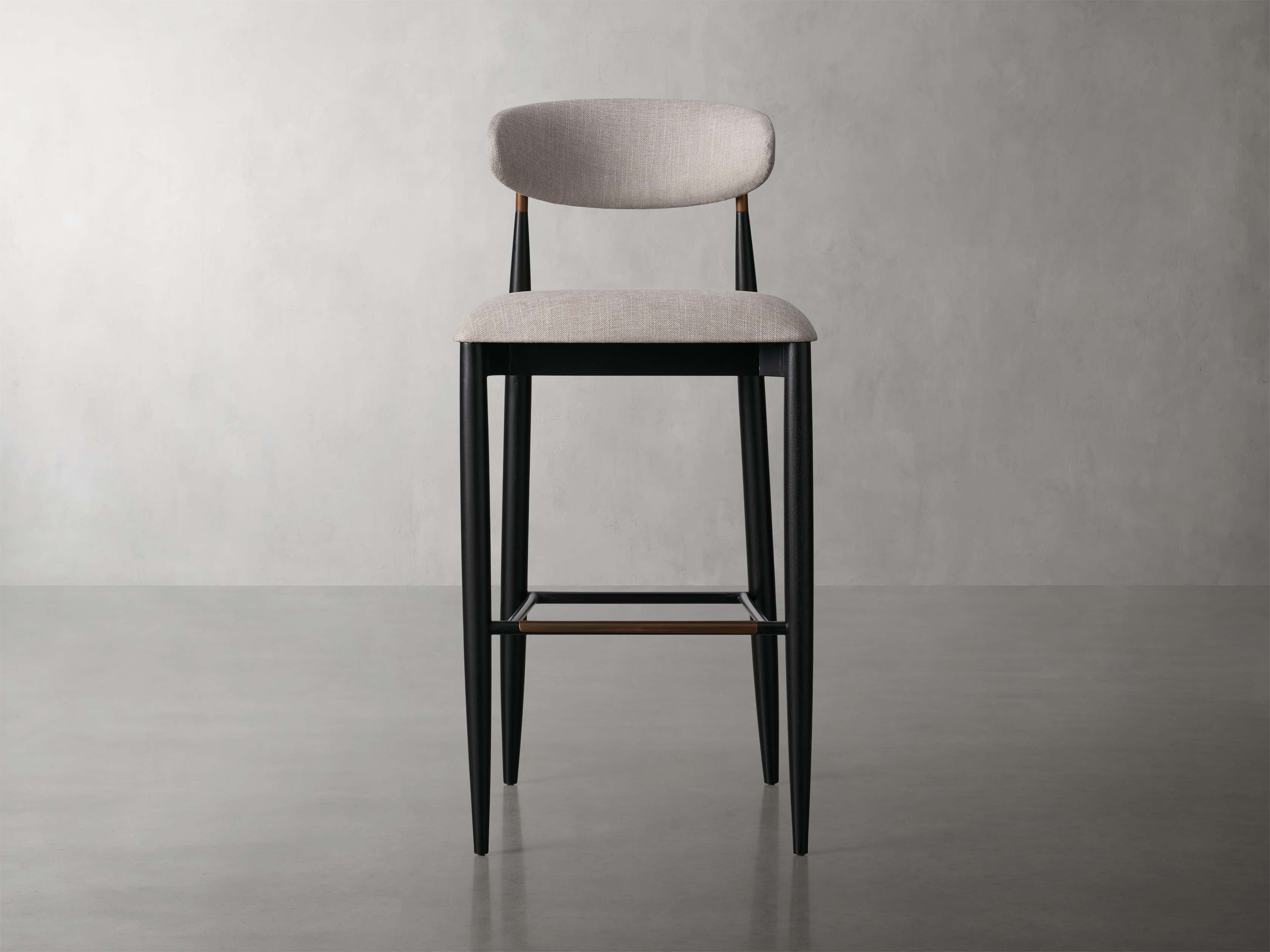 Jagger Armless Stool in Black with Antique Brass
