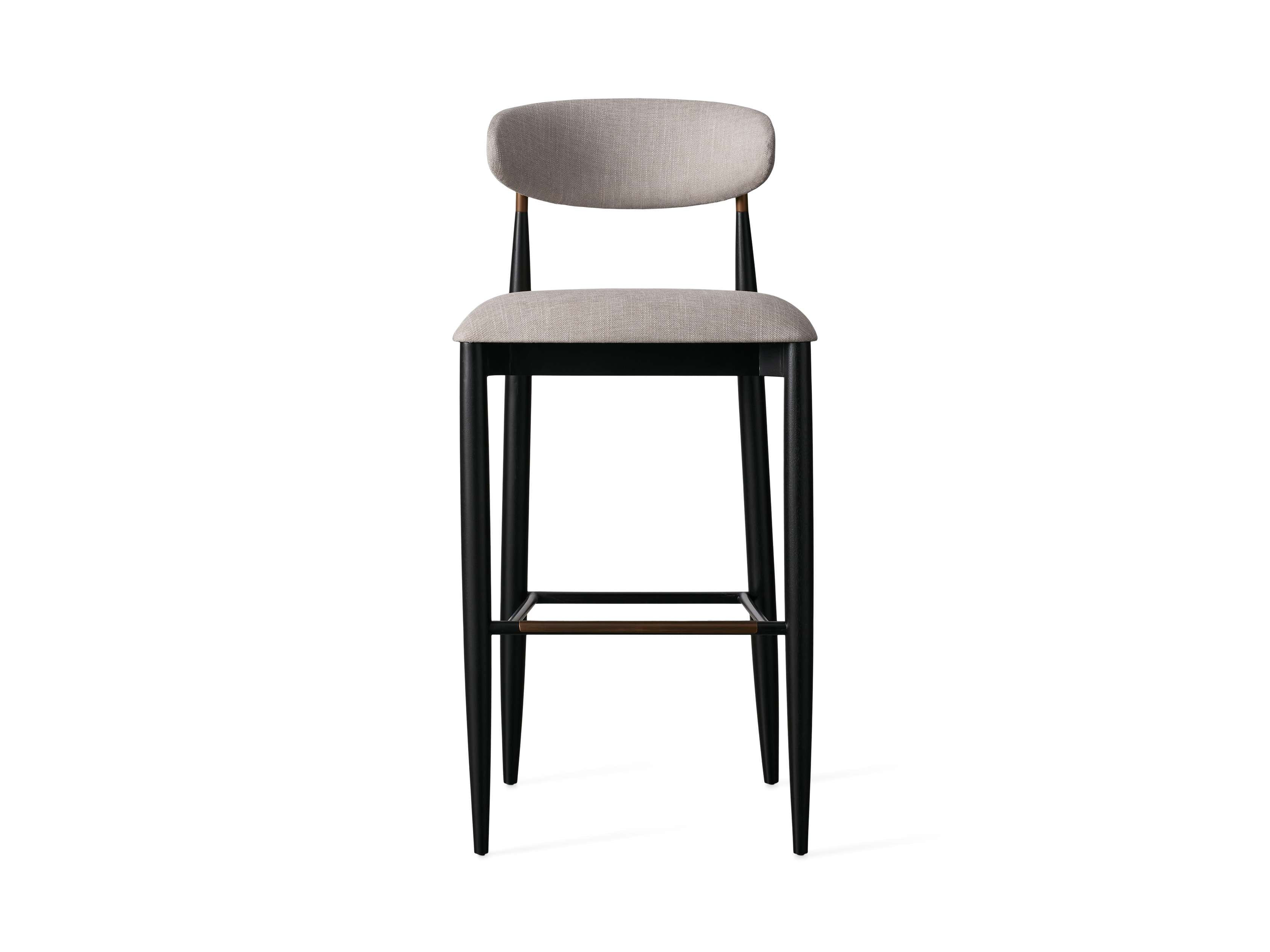 Jagger Armless Stool in Black with Antique Brass