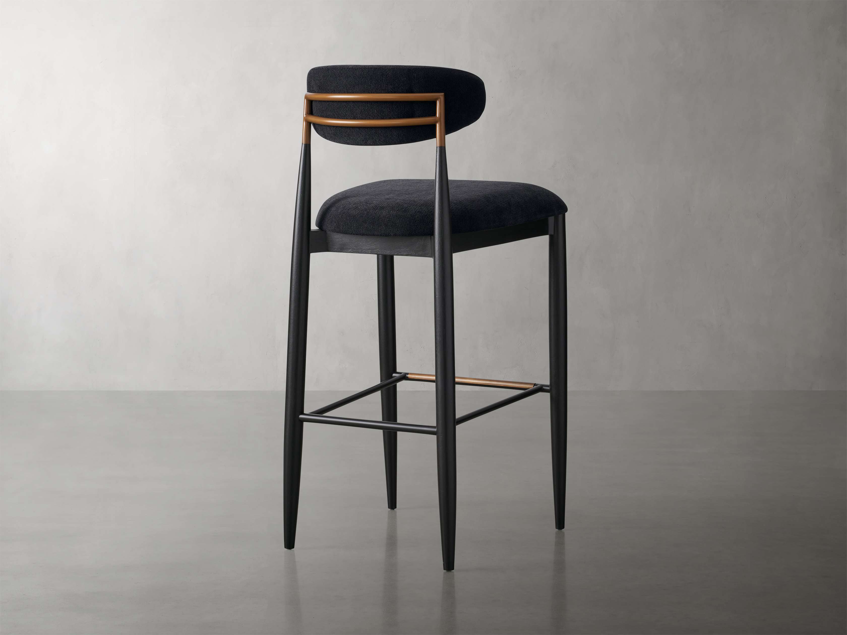 Jagger Armless Stool in Black with Antique Brass