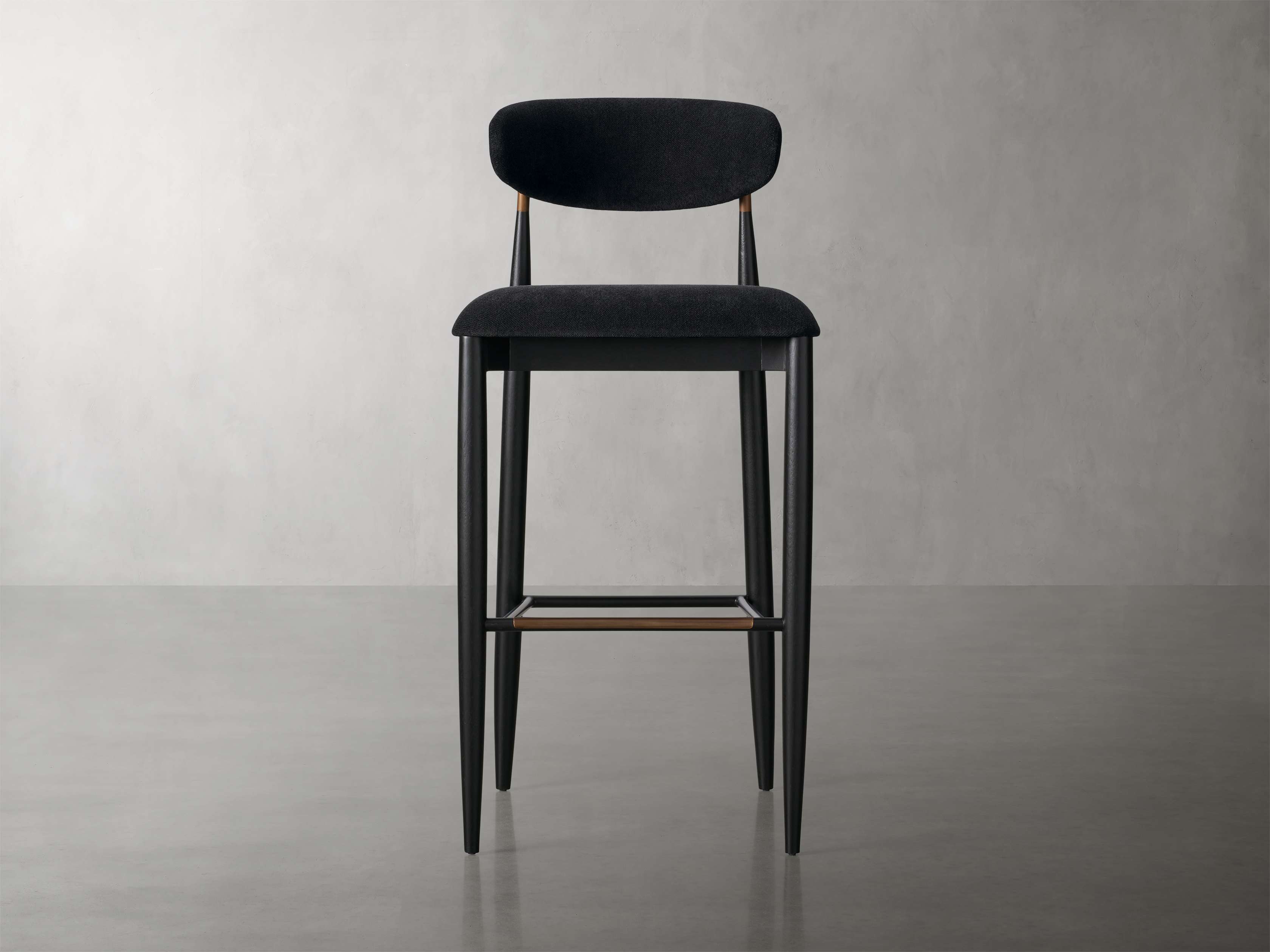Jagger Armless Stool in Black with Antique Brass