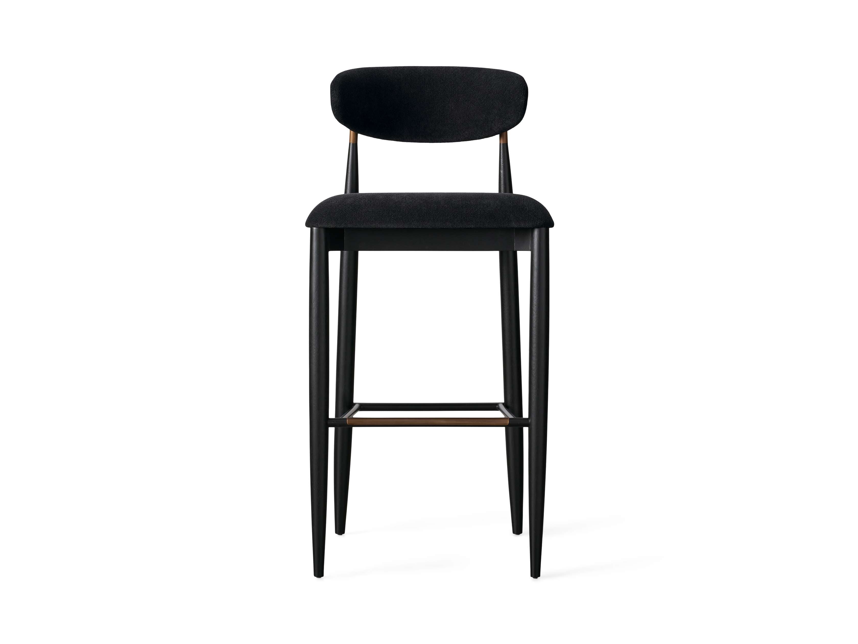 Jagger Armless Stool in Black with Antique Brass