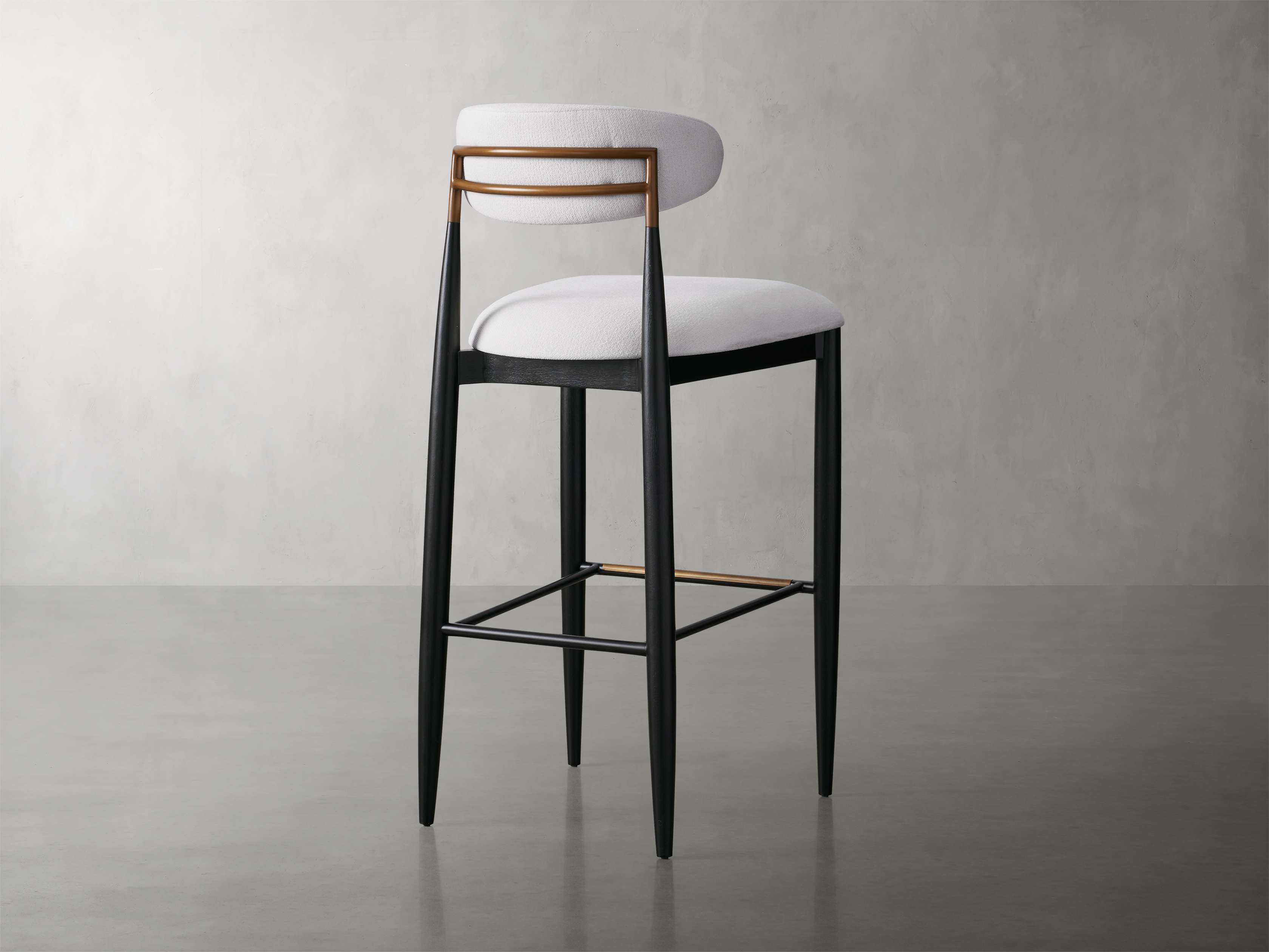 Jagger Armless Stool in Black with Antique Brass