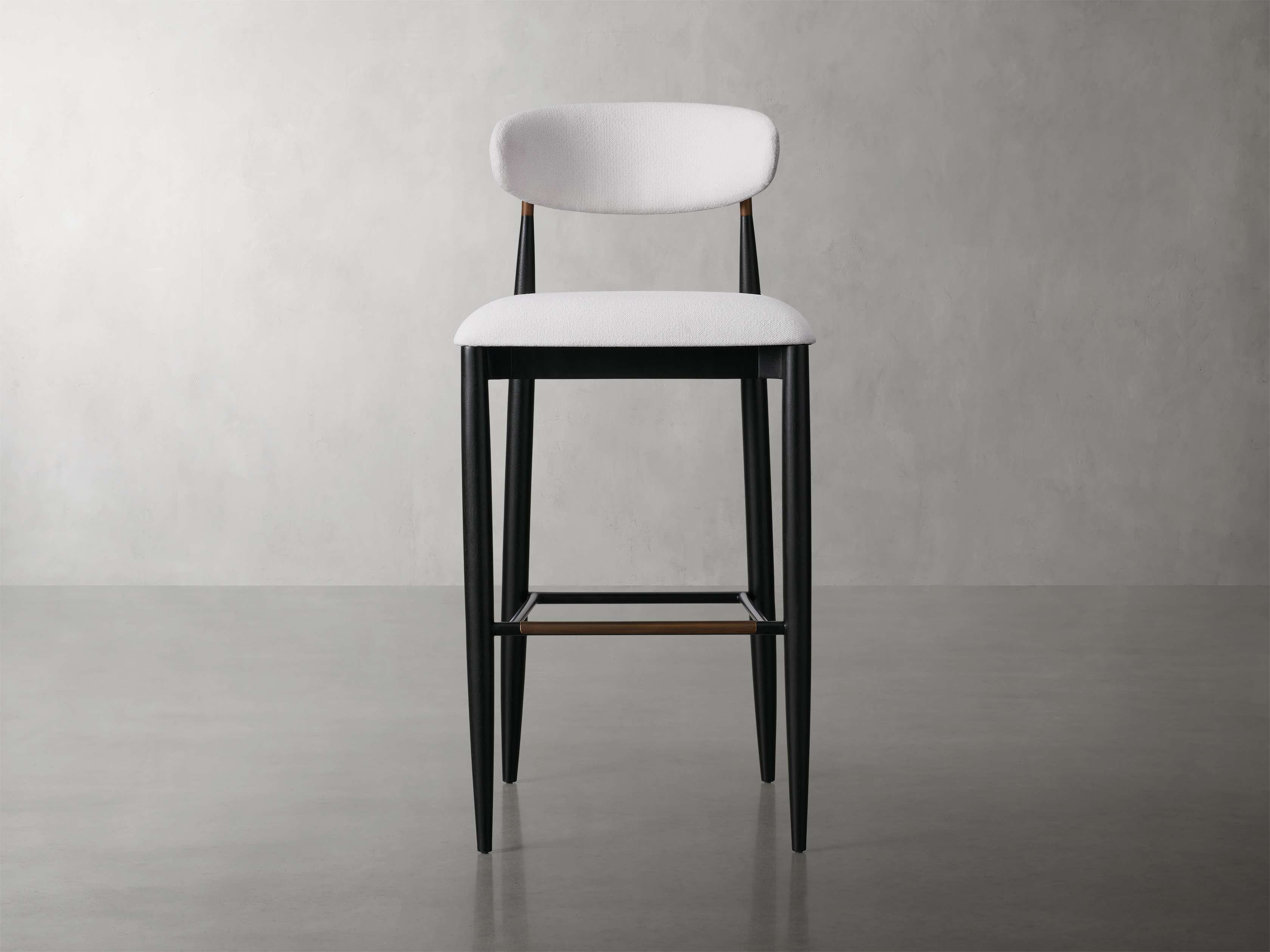 Jagger Armless Stool in Black with Antique Brass