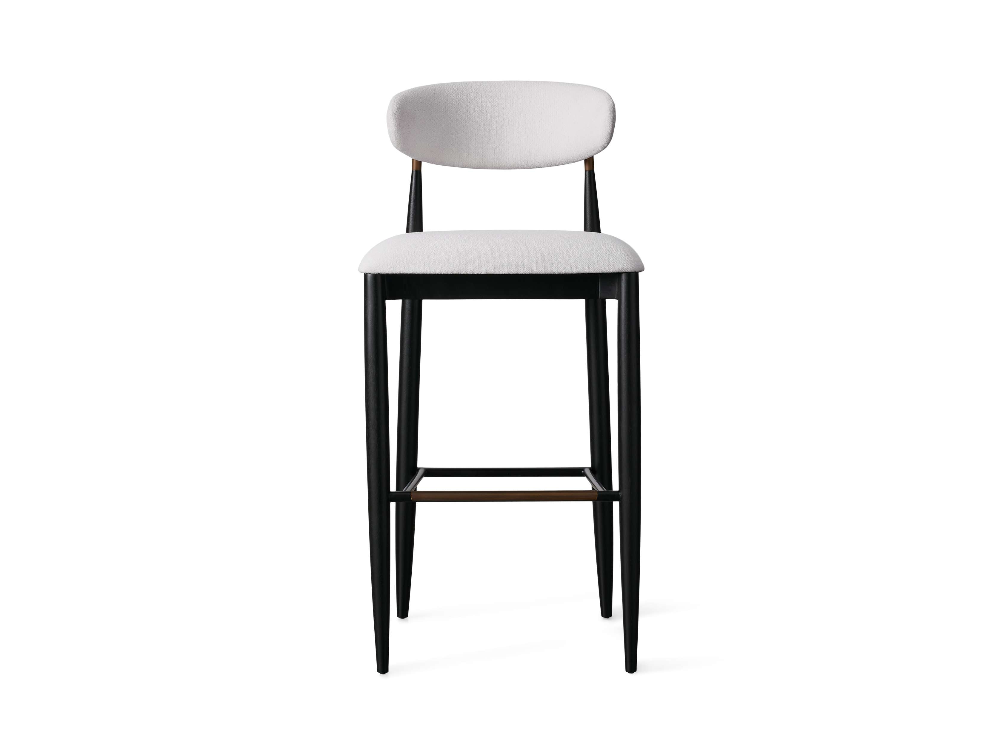 Jagger Armless Stool in Black with Antique Brass