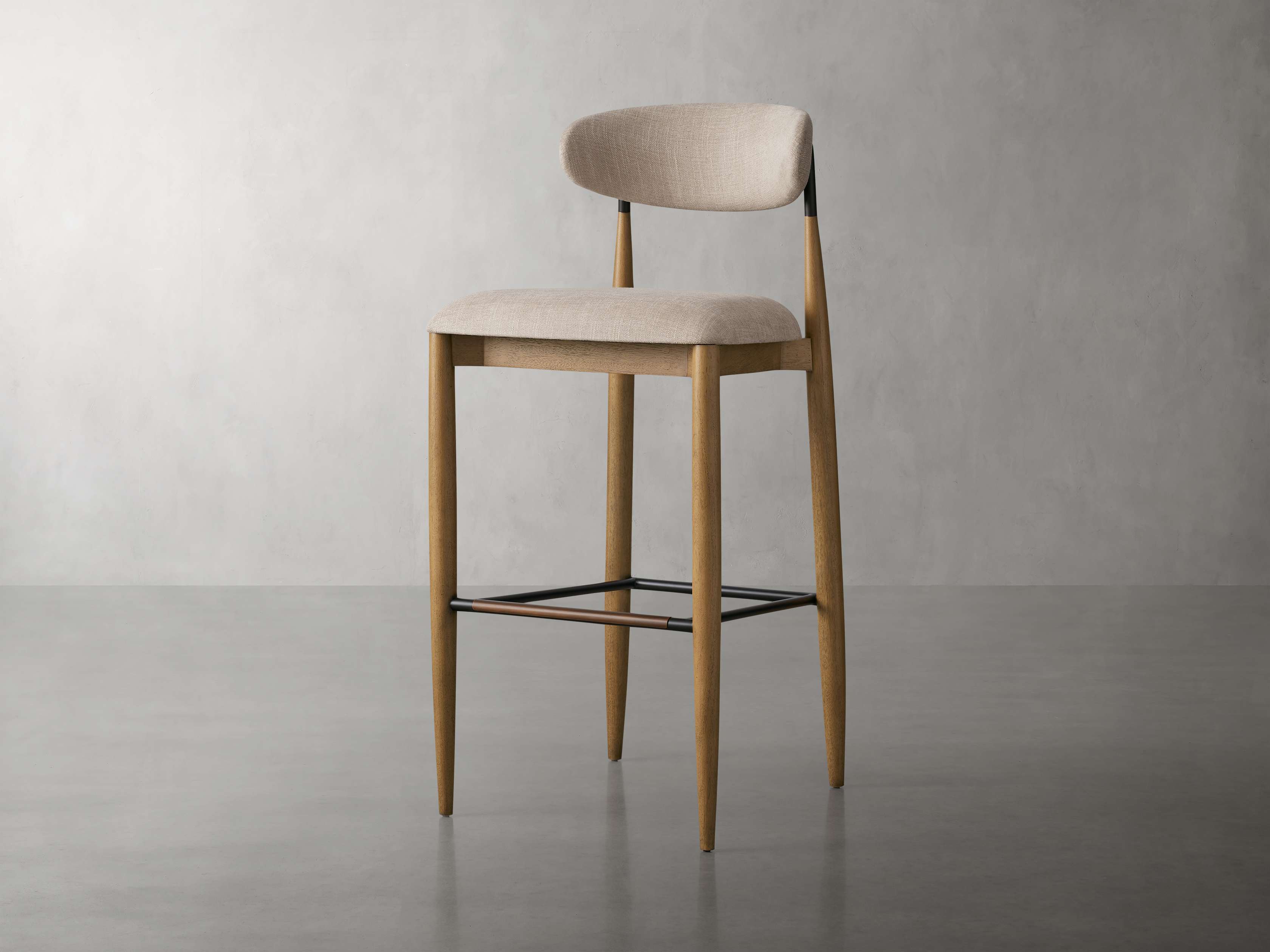 Jagger Armless Stool in Natural with Oil Rubbed Bronze