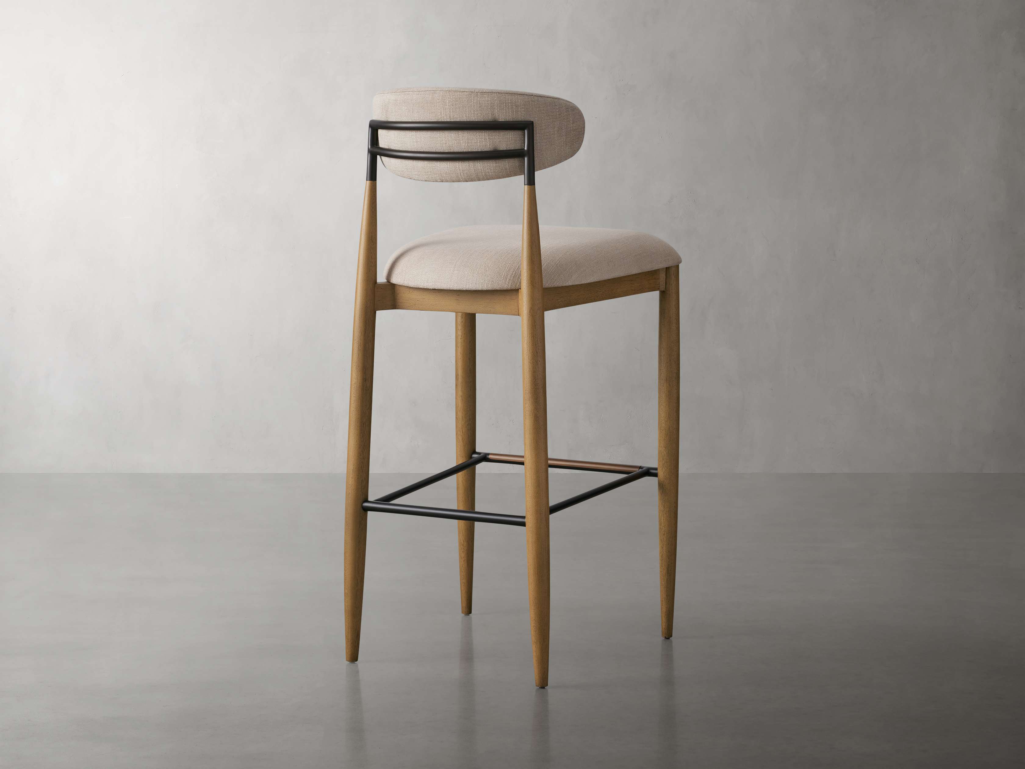 Jagger Armless Stool in Natural with Oil Rubbed Bronze