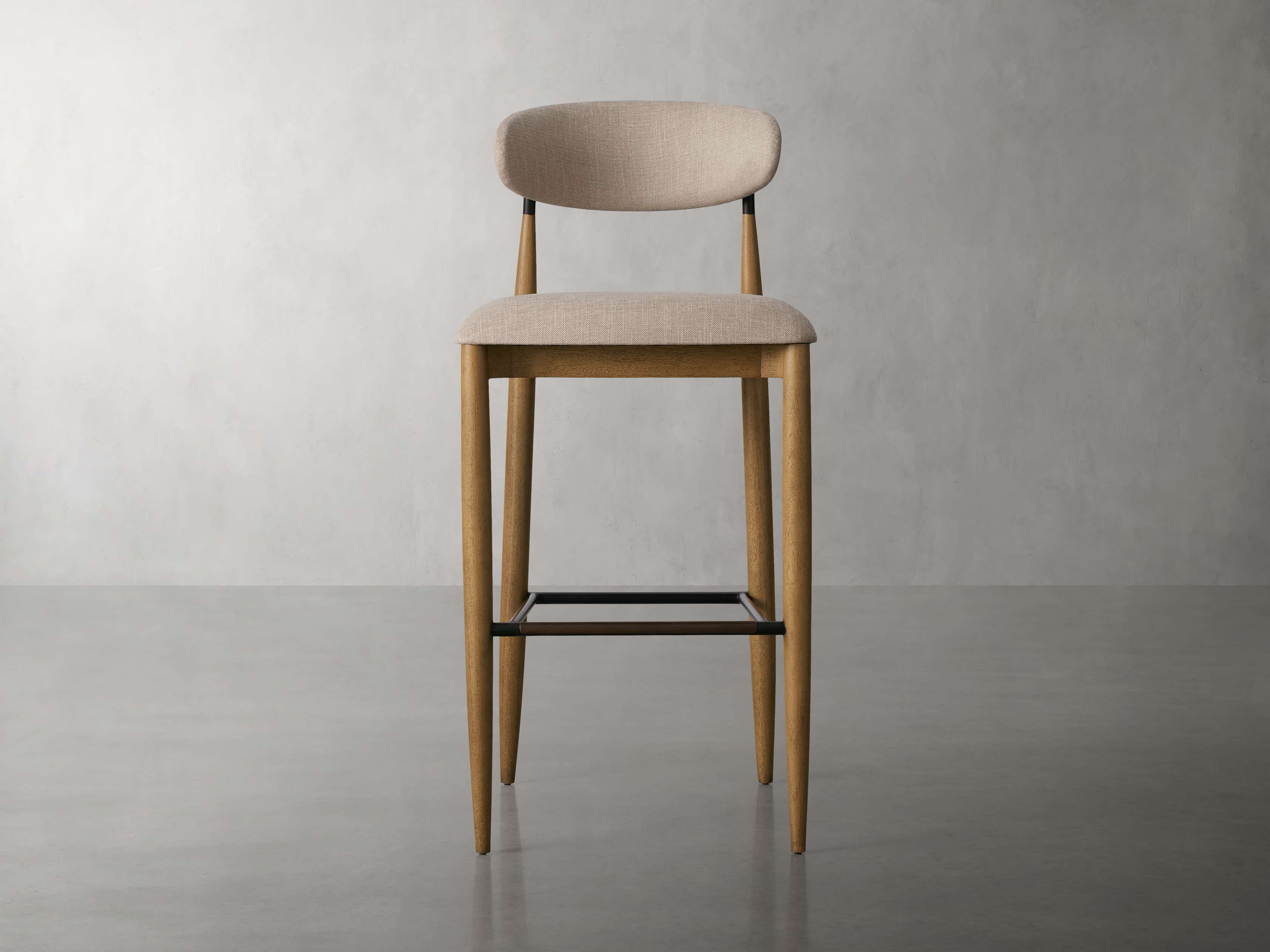 Jagger Armless Stool in Natural with Oil Rubbed Bronze