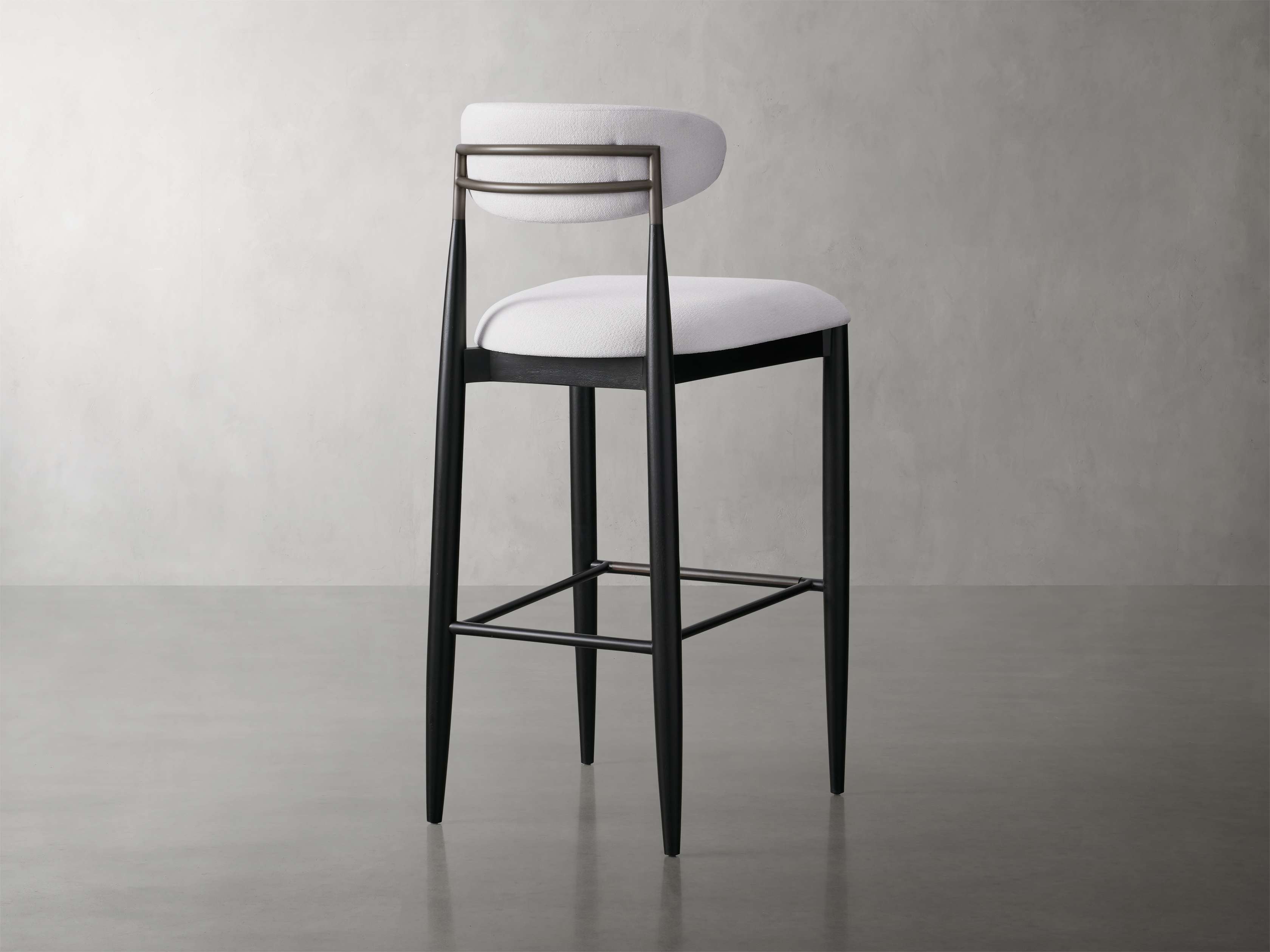 Jagger Armless Stool in Black with Antique Pewter