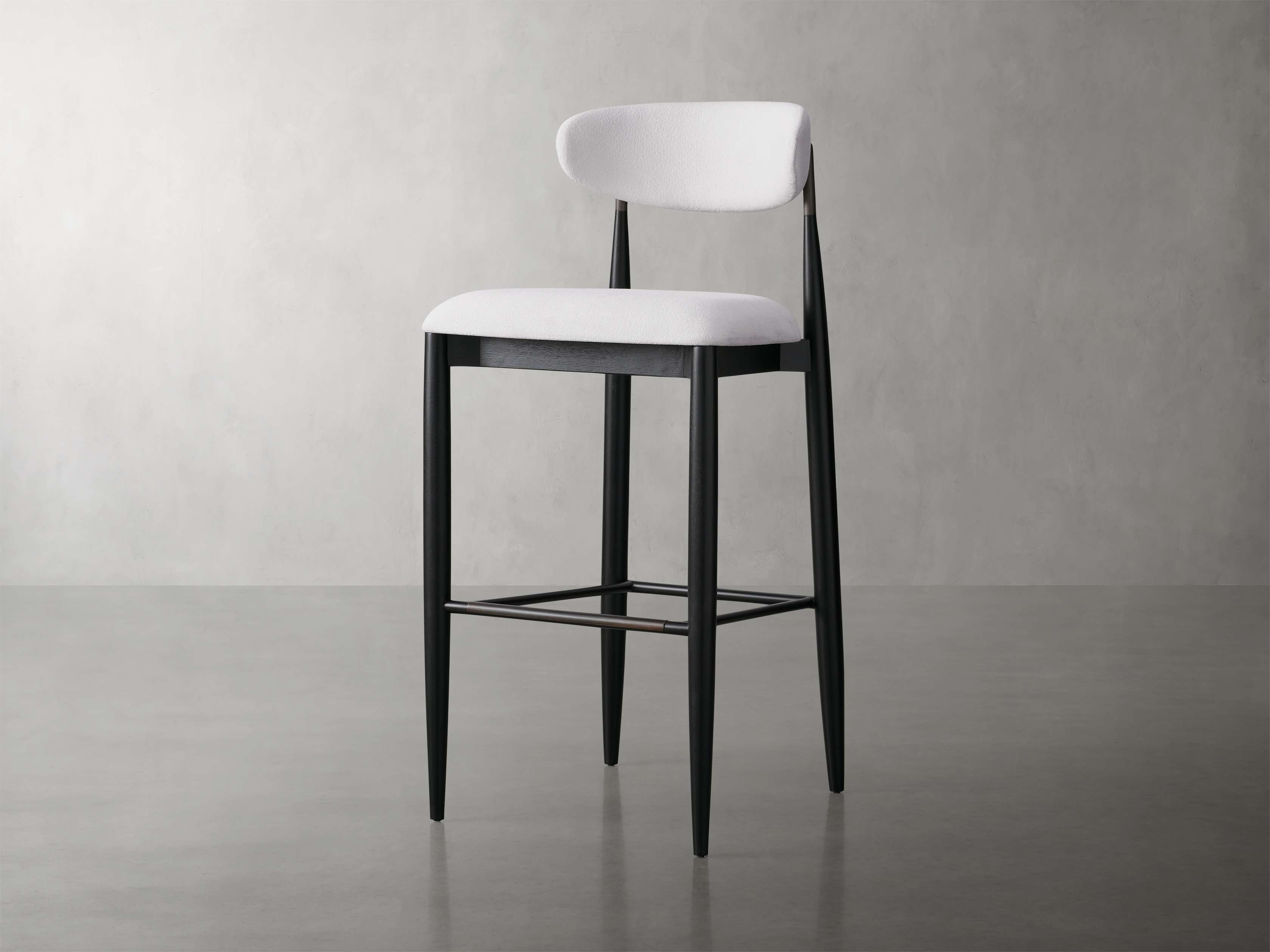 Jagger Armless Stool in Black with Antique Pewter