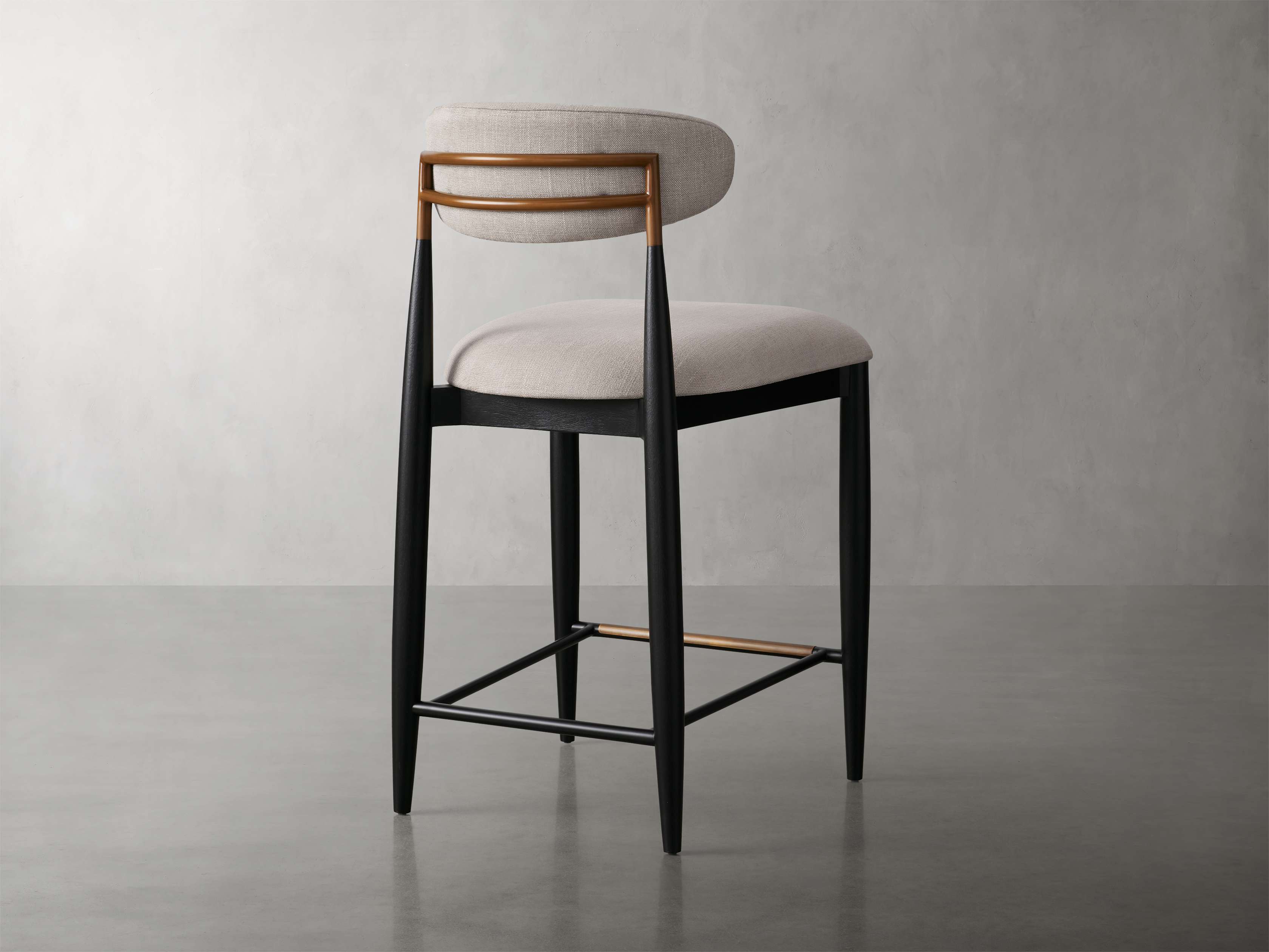 Jagger Armless Stool in Black with Antique Brass