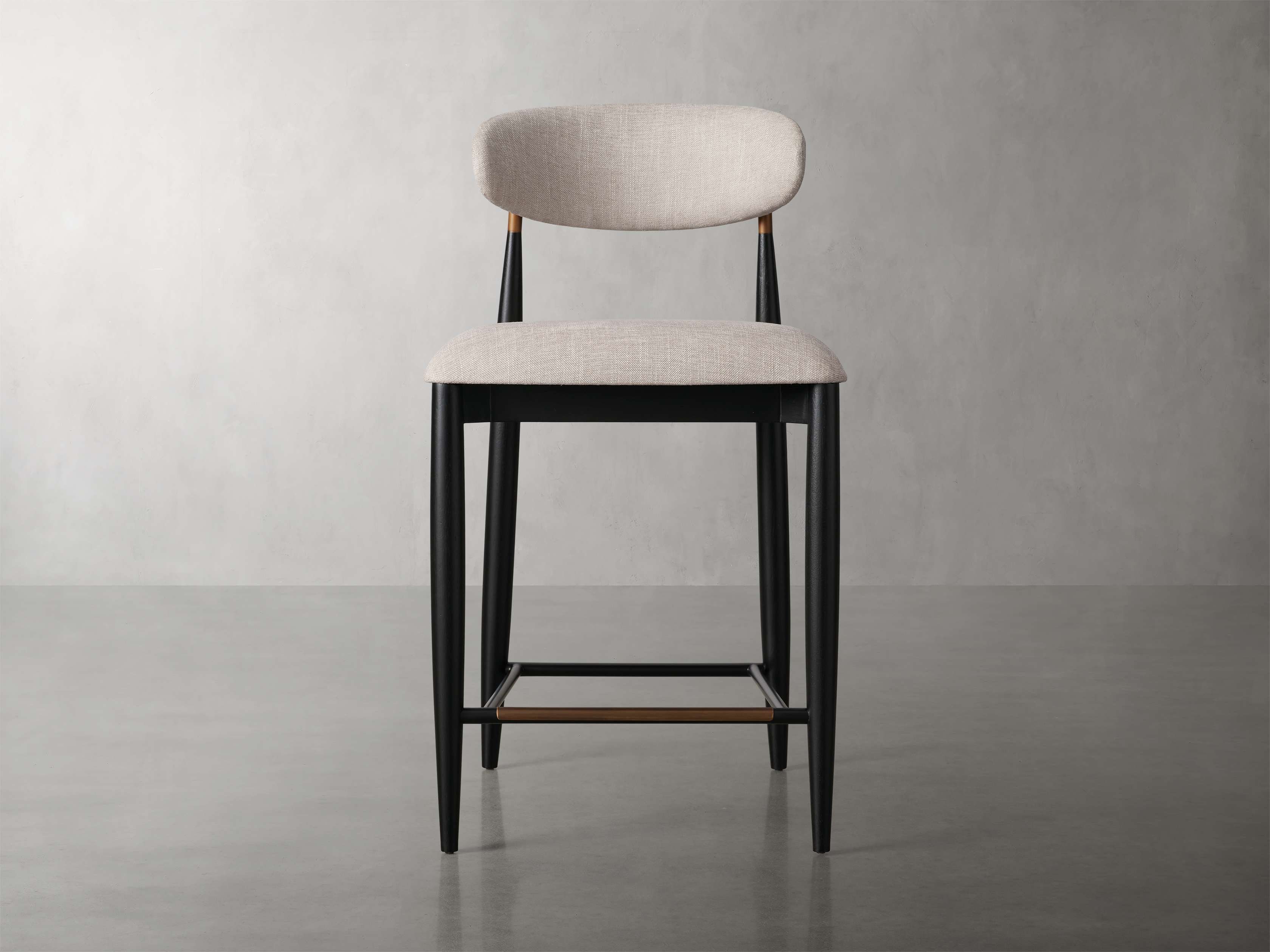 Jagger Armless Stool in Black with Antique Brass