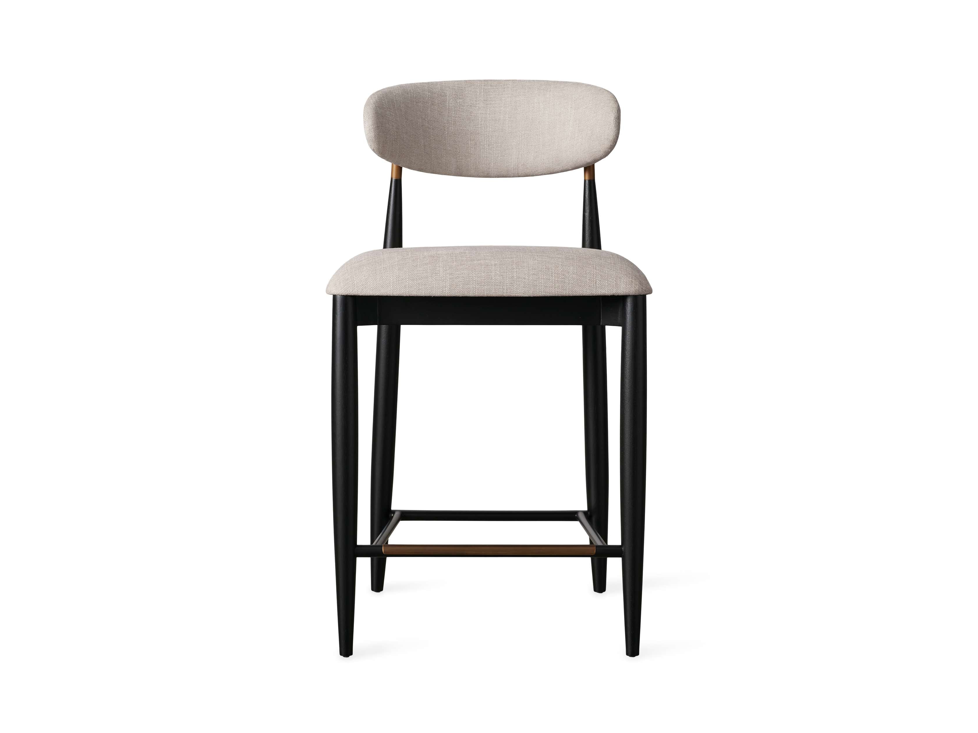 Jagger Armless Stool in Black with Antique Brass