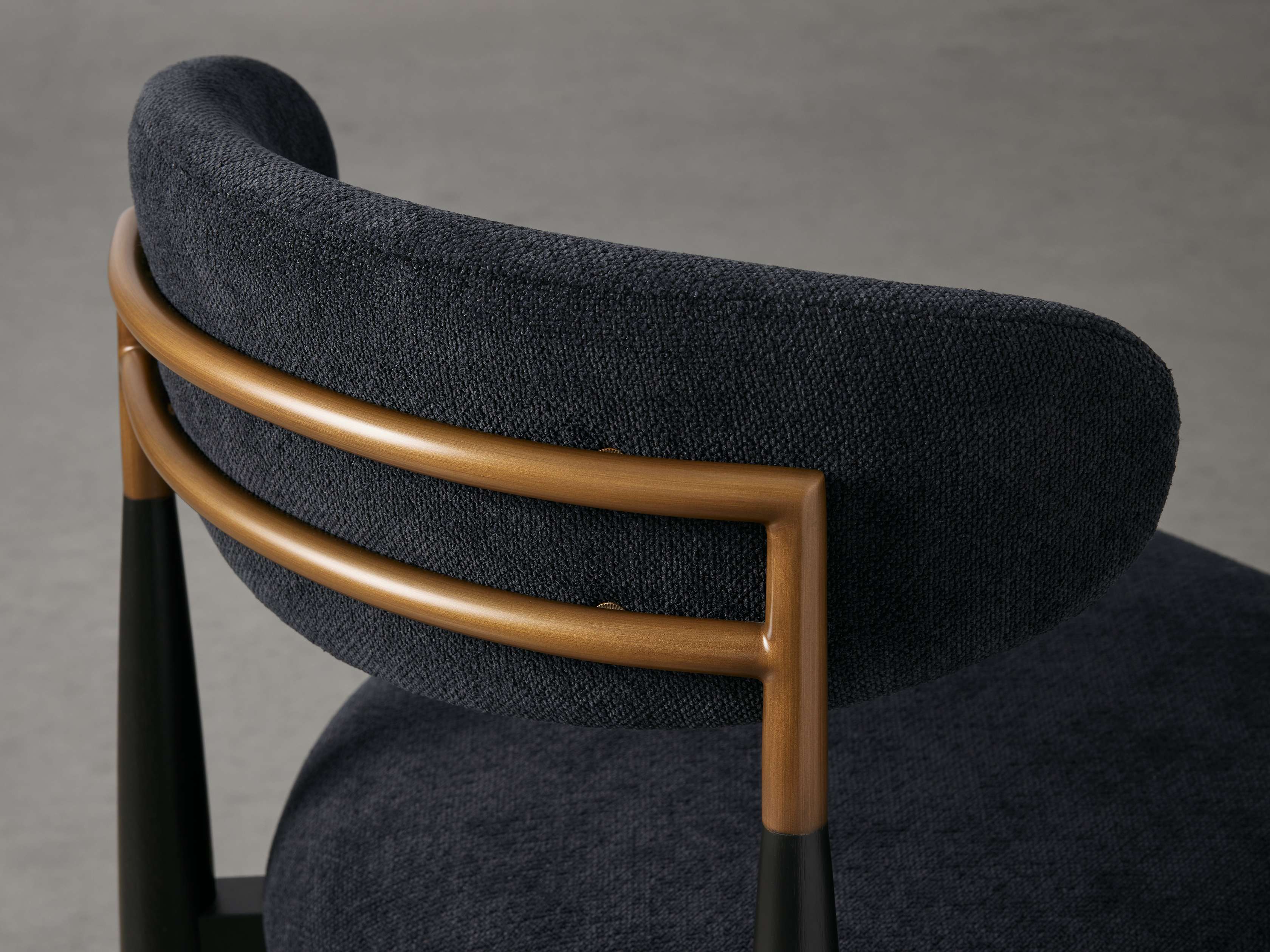 Jagger Armless Stool in Black with Antique Brass