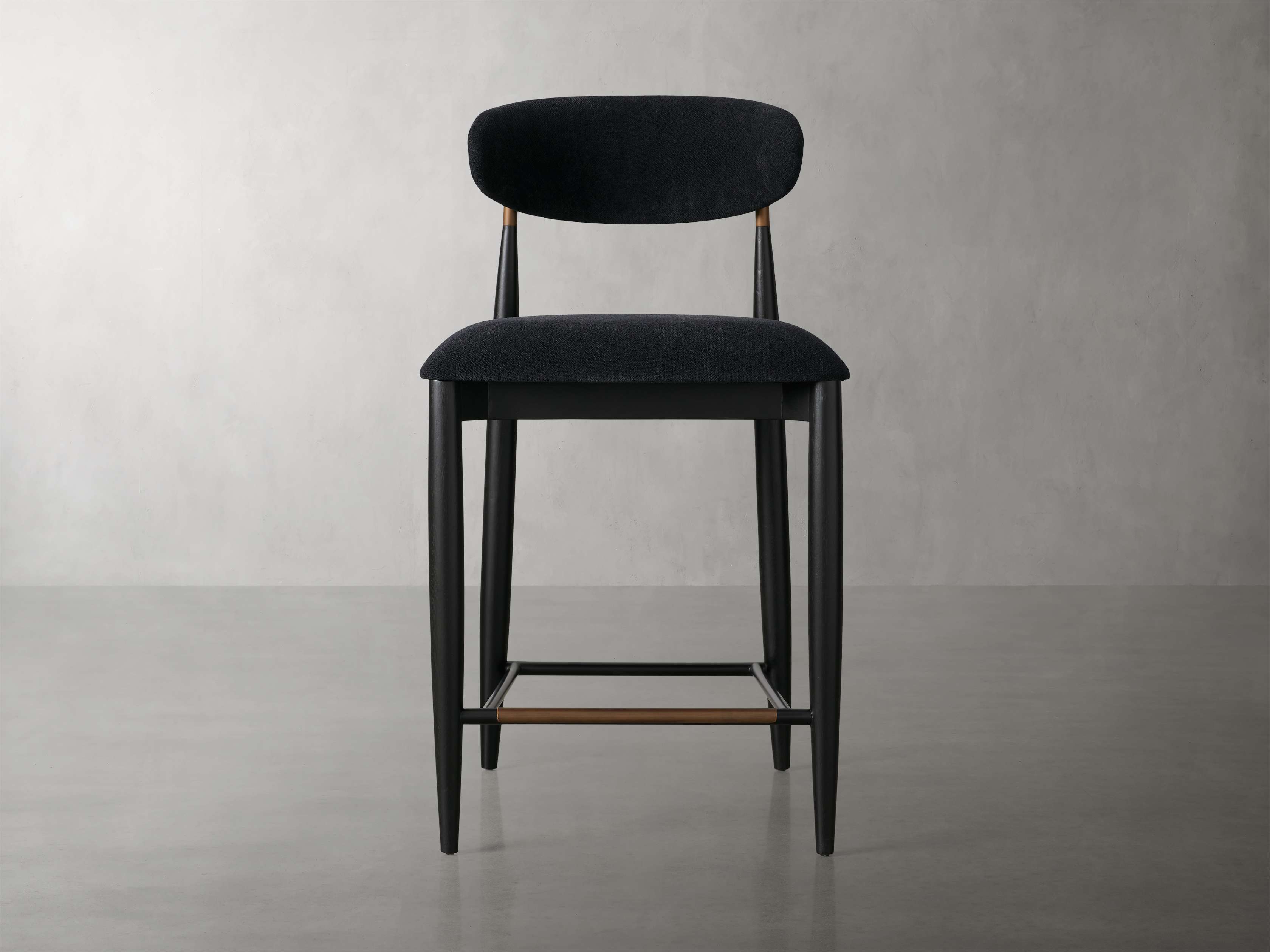 Jagger Armless Stool in Black with Antique Brass