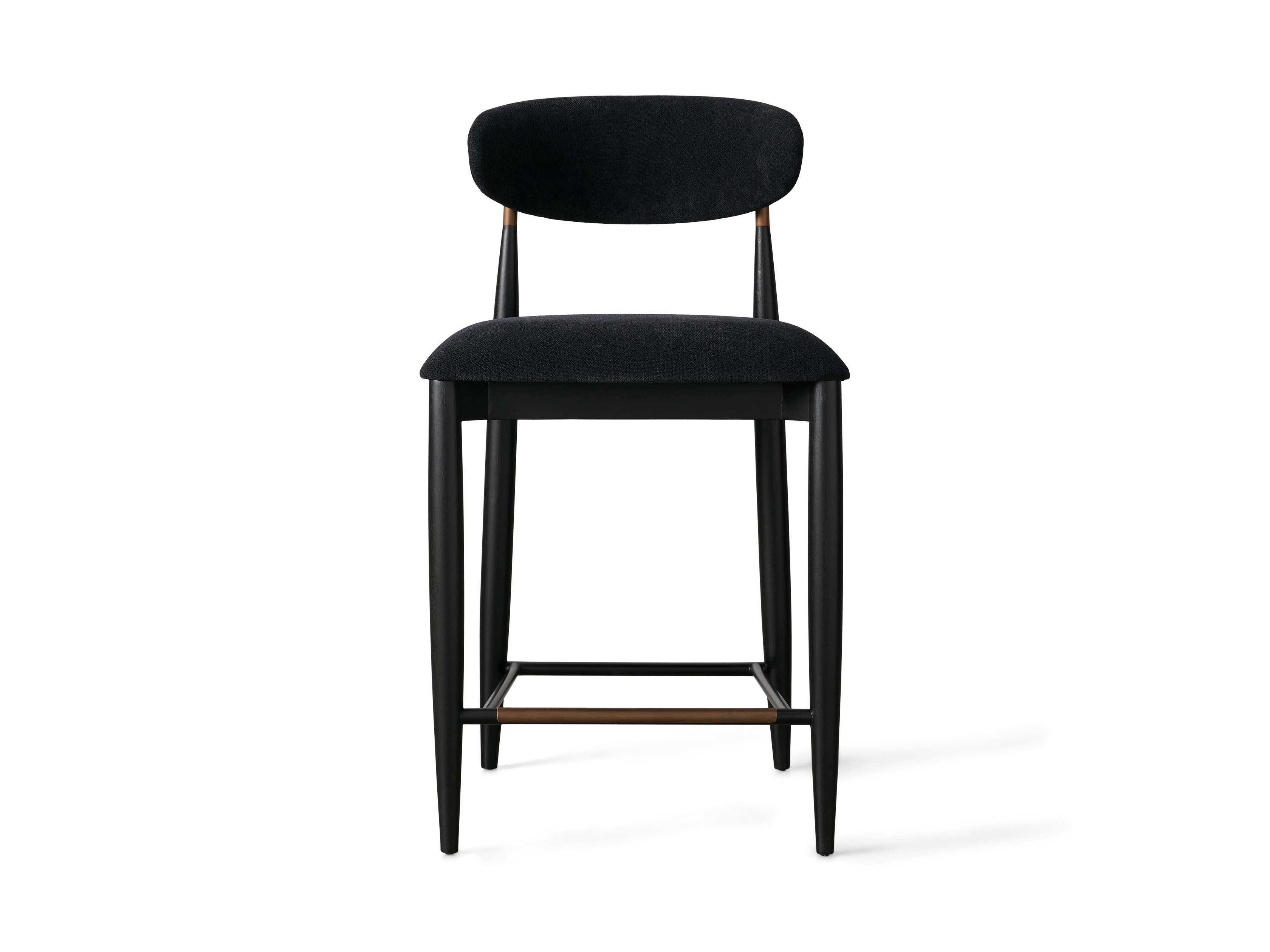 Jagger Armless Stool in Black with Antique Brass