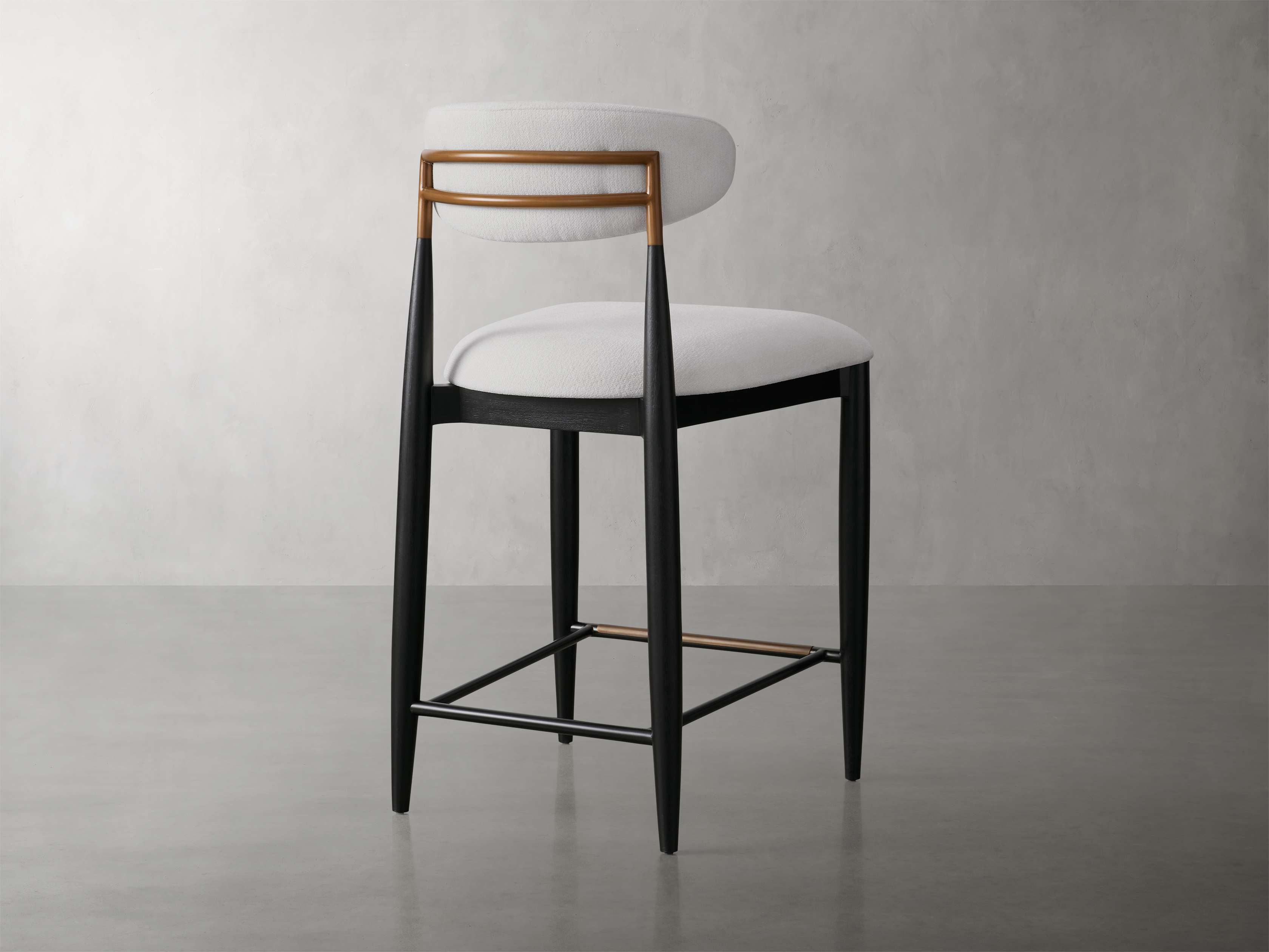 Jagger Armless Stool in Black with Antique Brass
