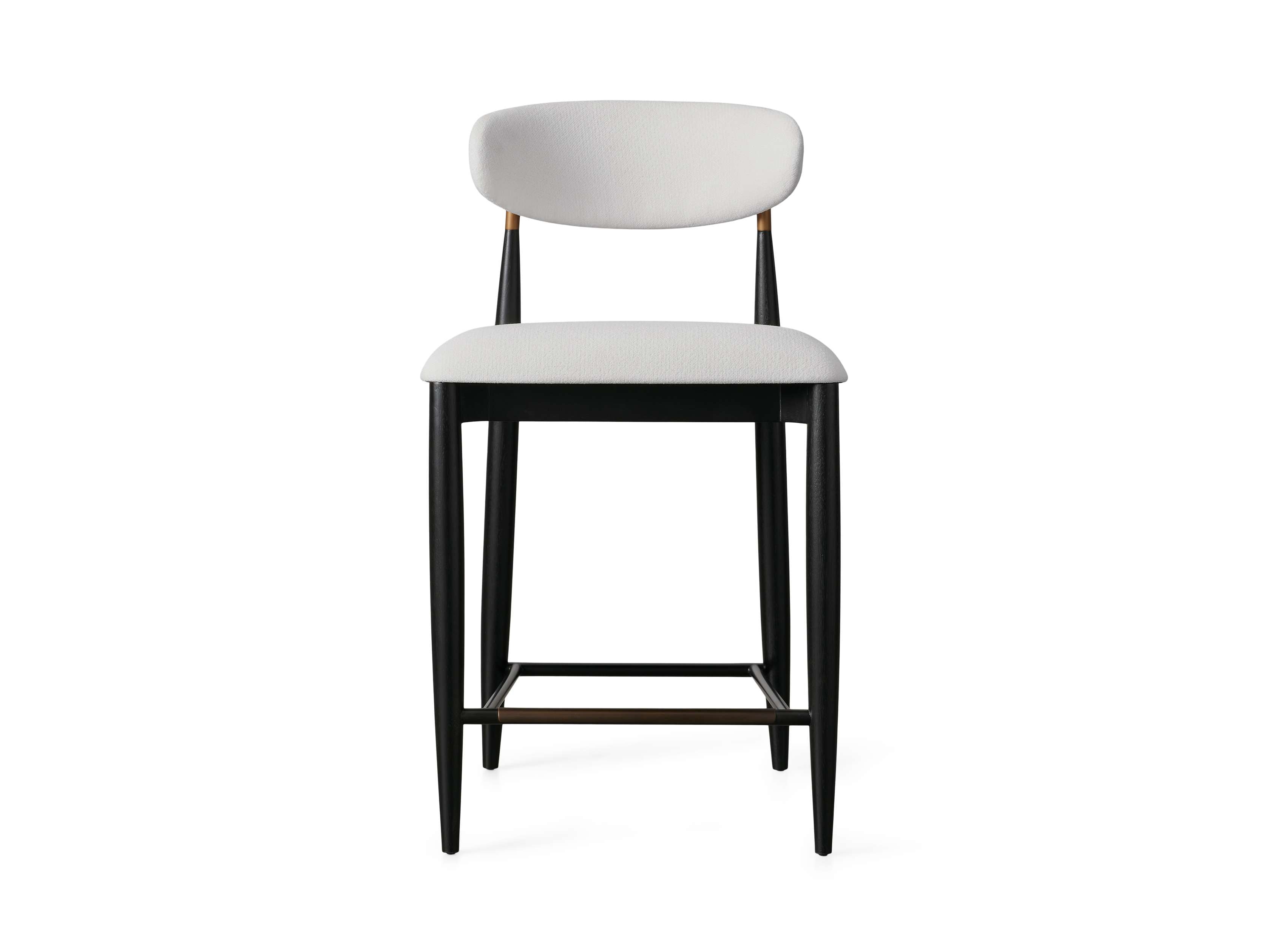 Jagger Armless Stool in Black with Antique Brass