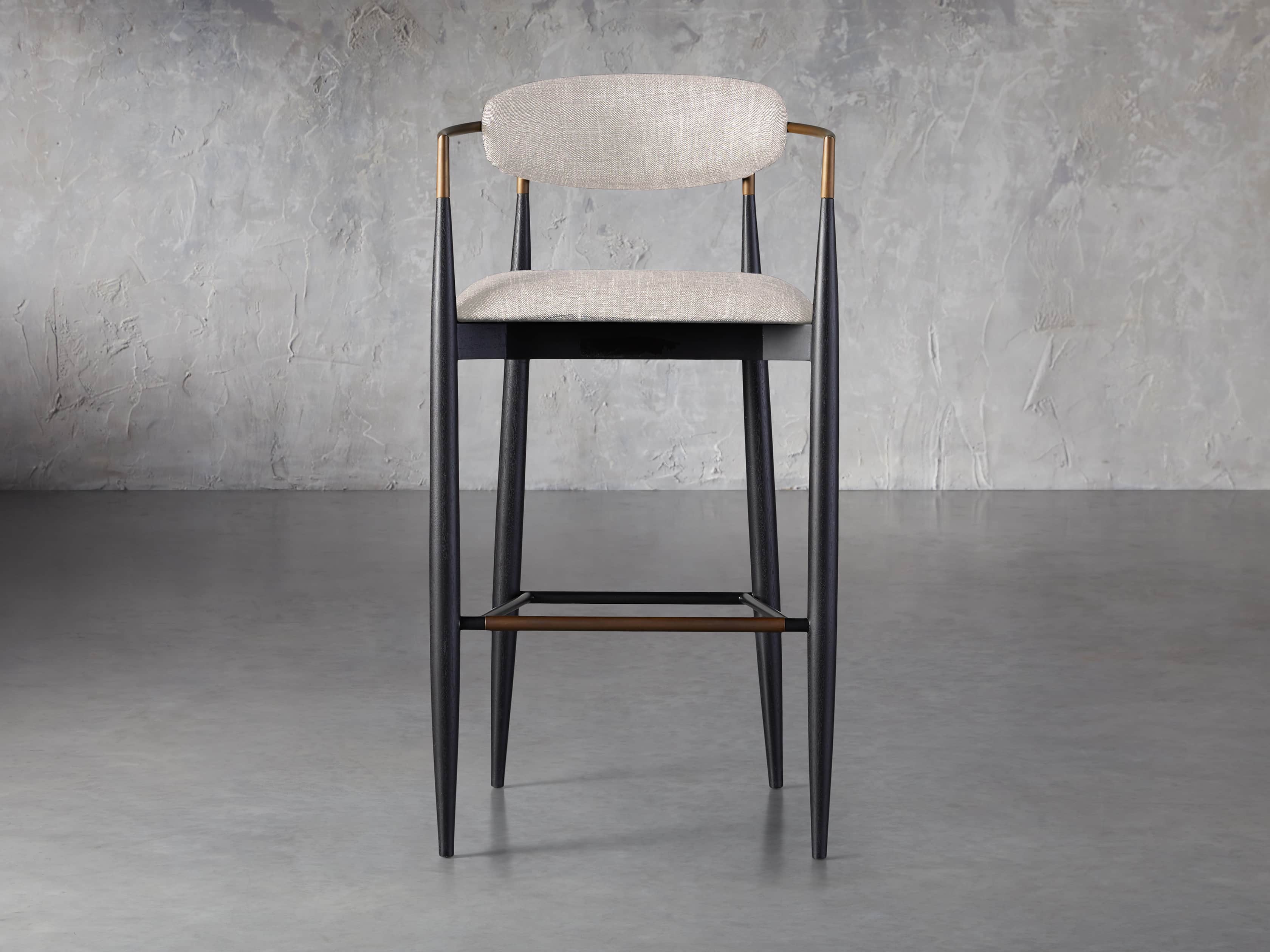 Jagger Stool in Black with Antique Brass