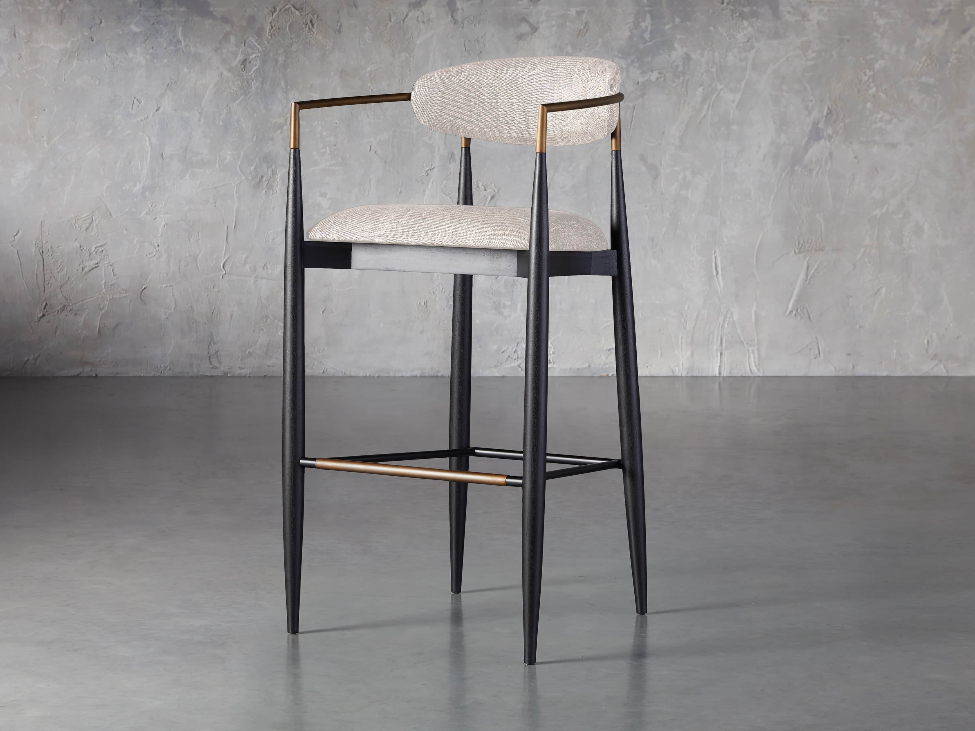 Jagger Stool in Black with Antique Brass