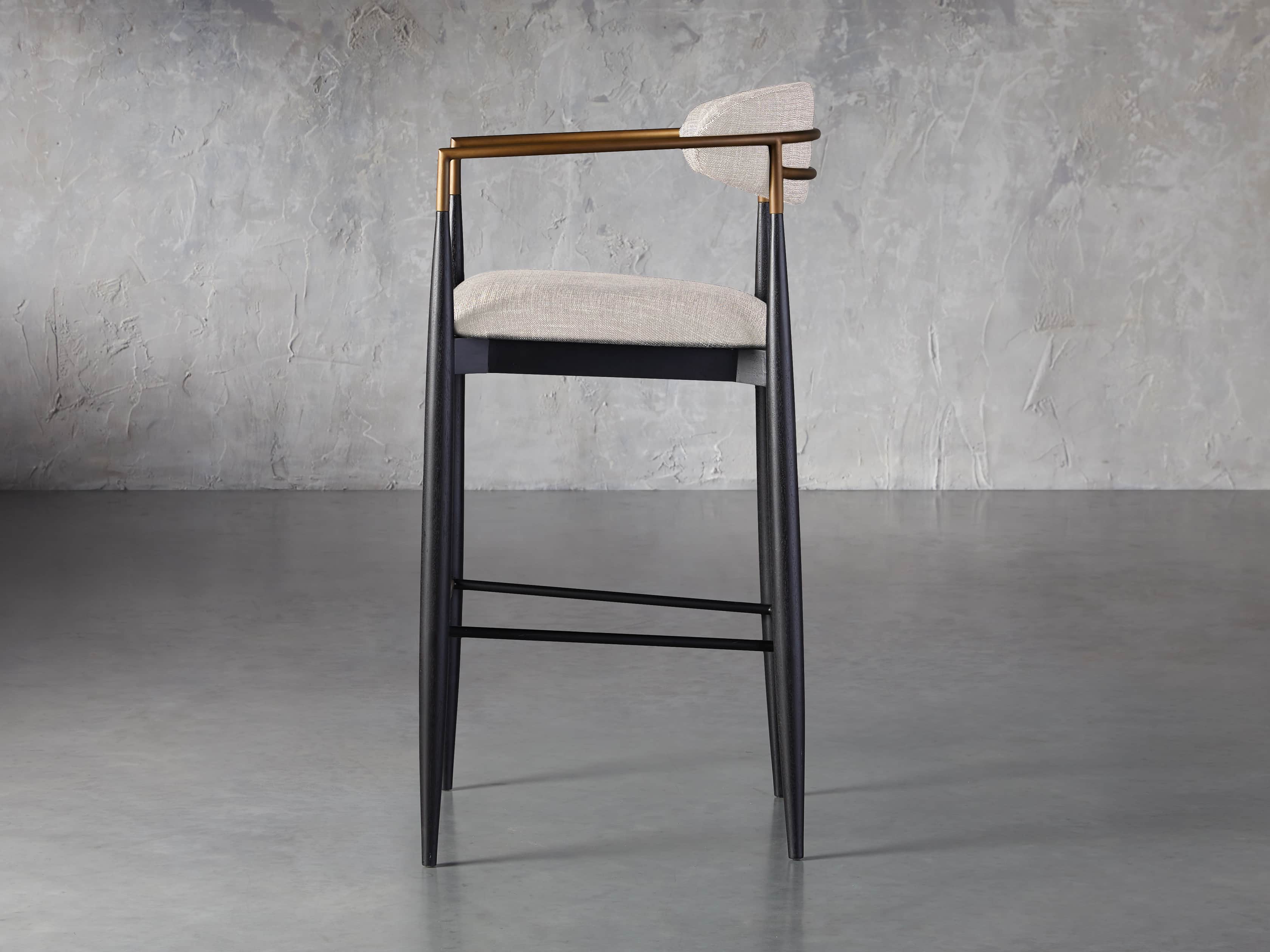 Jagger Stool in Black with Antique Brass