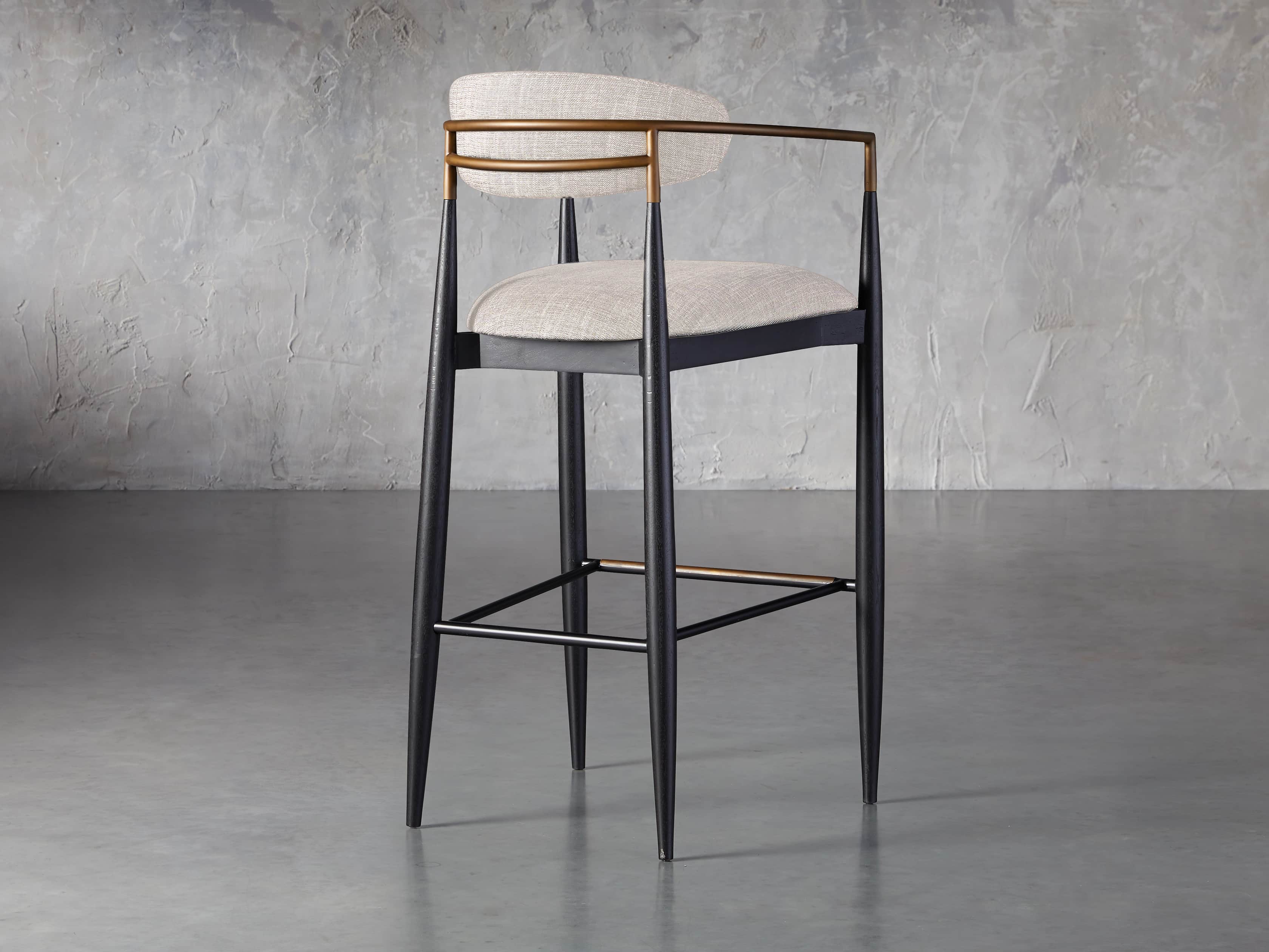 Jagger Stool in Black with Antique Brass