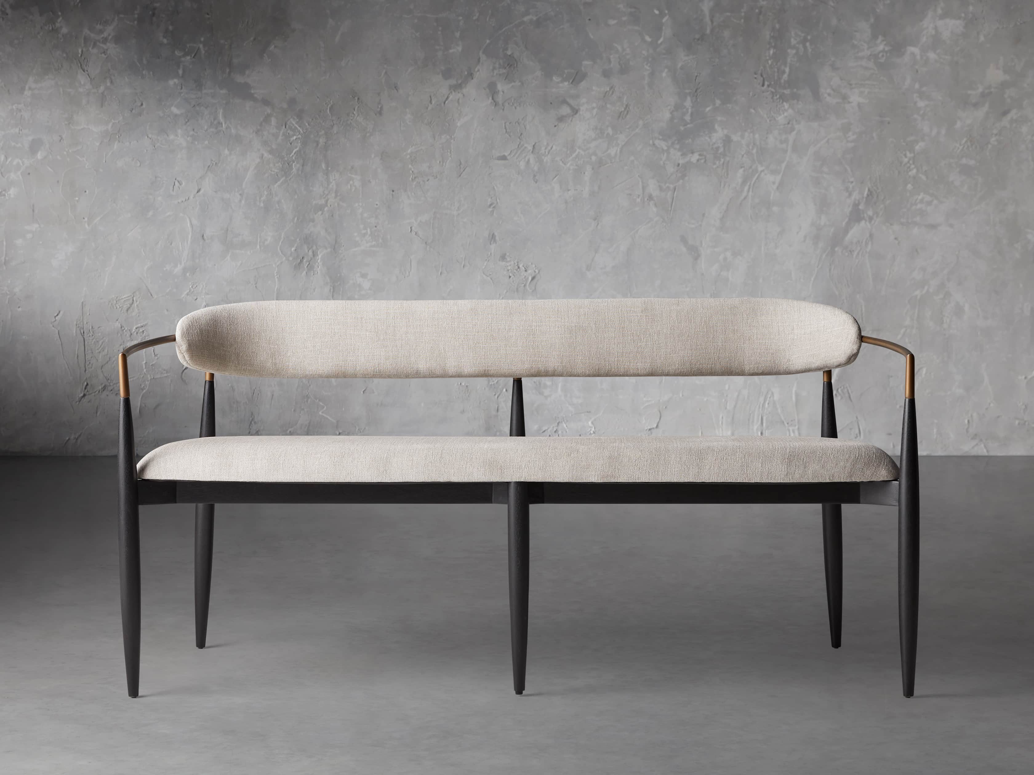 Jagger Dining Bench in Black with Antique Brass