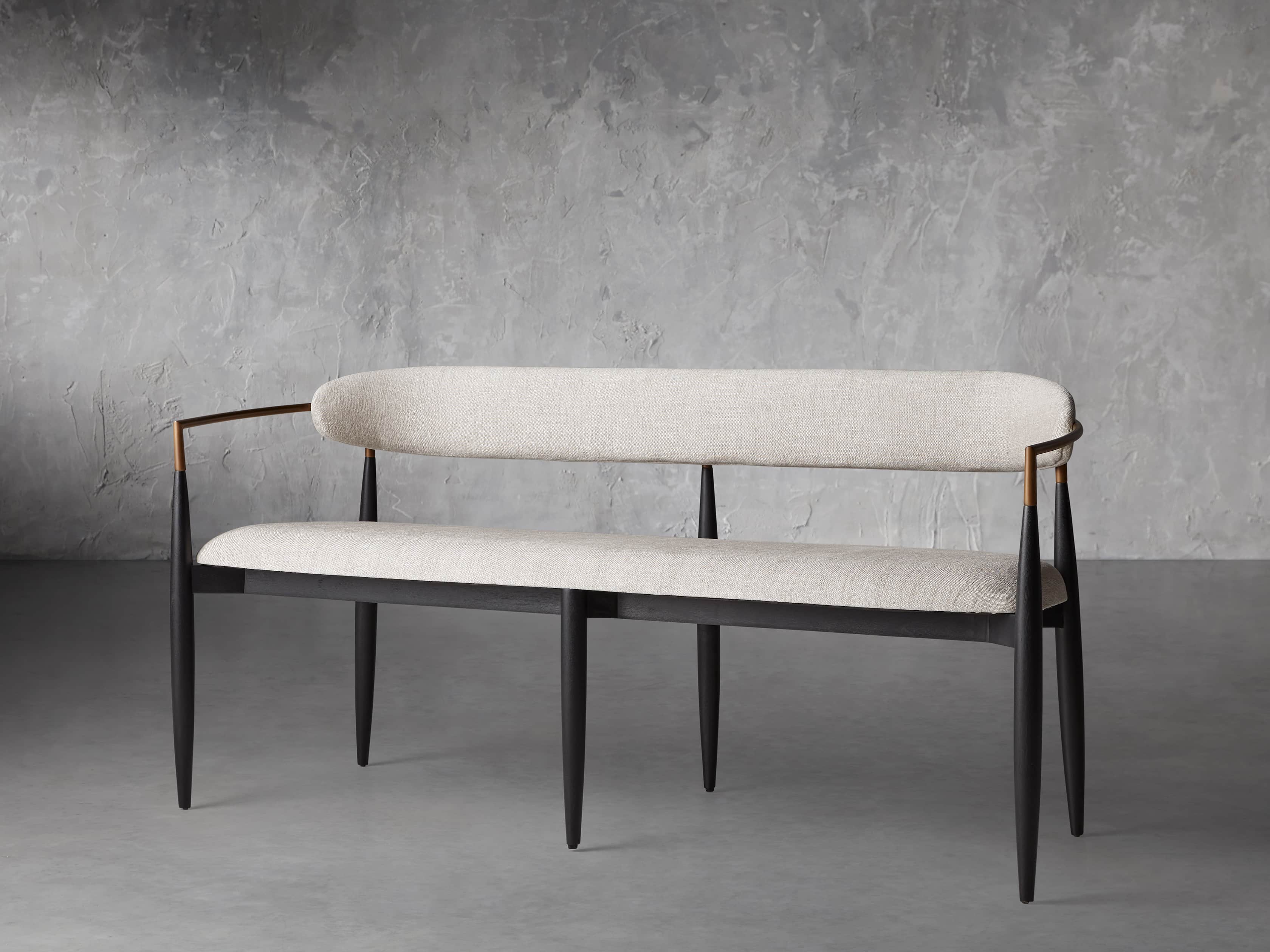 Jagger Dining Bench in Black with Antique Brass