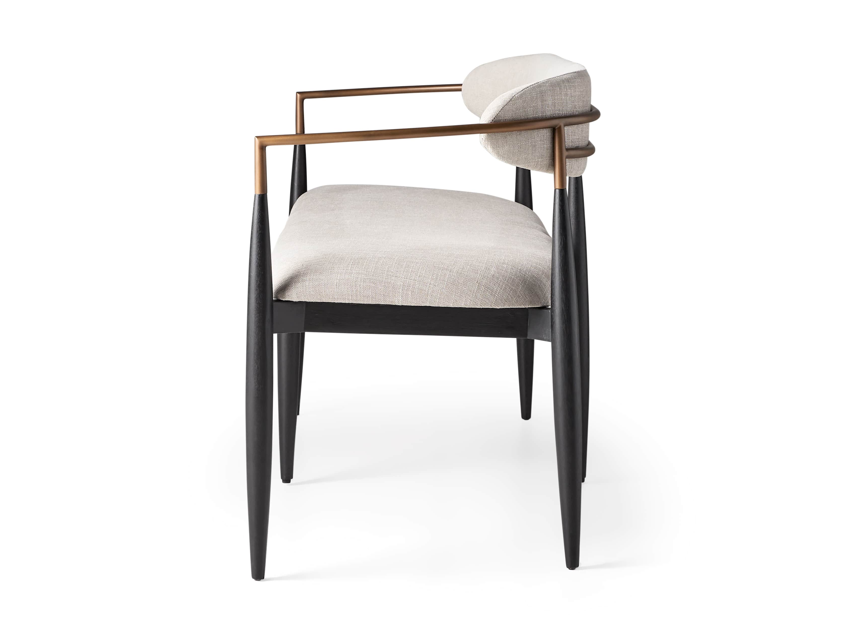 Jagger Dining Bench in Black with Antique Brass