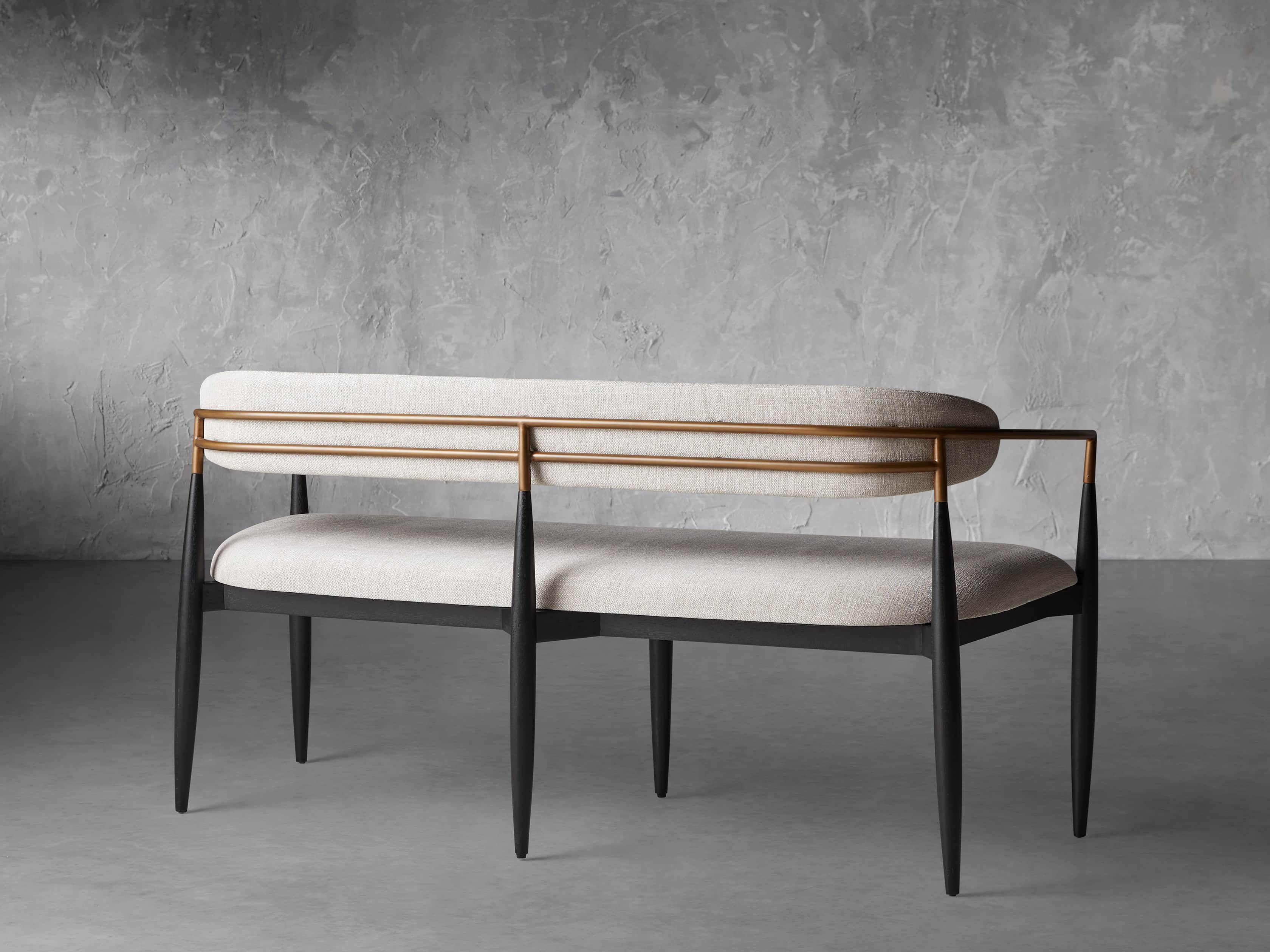 Jagger Dining Bench in Black with Antique Brass